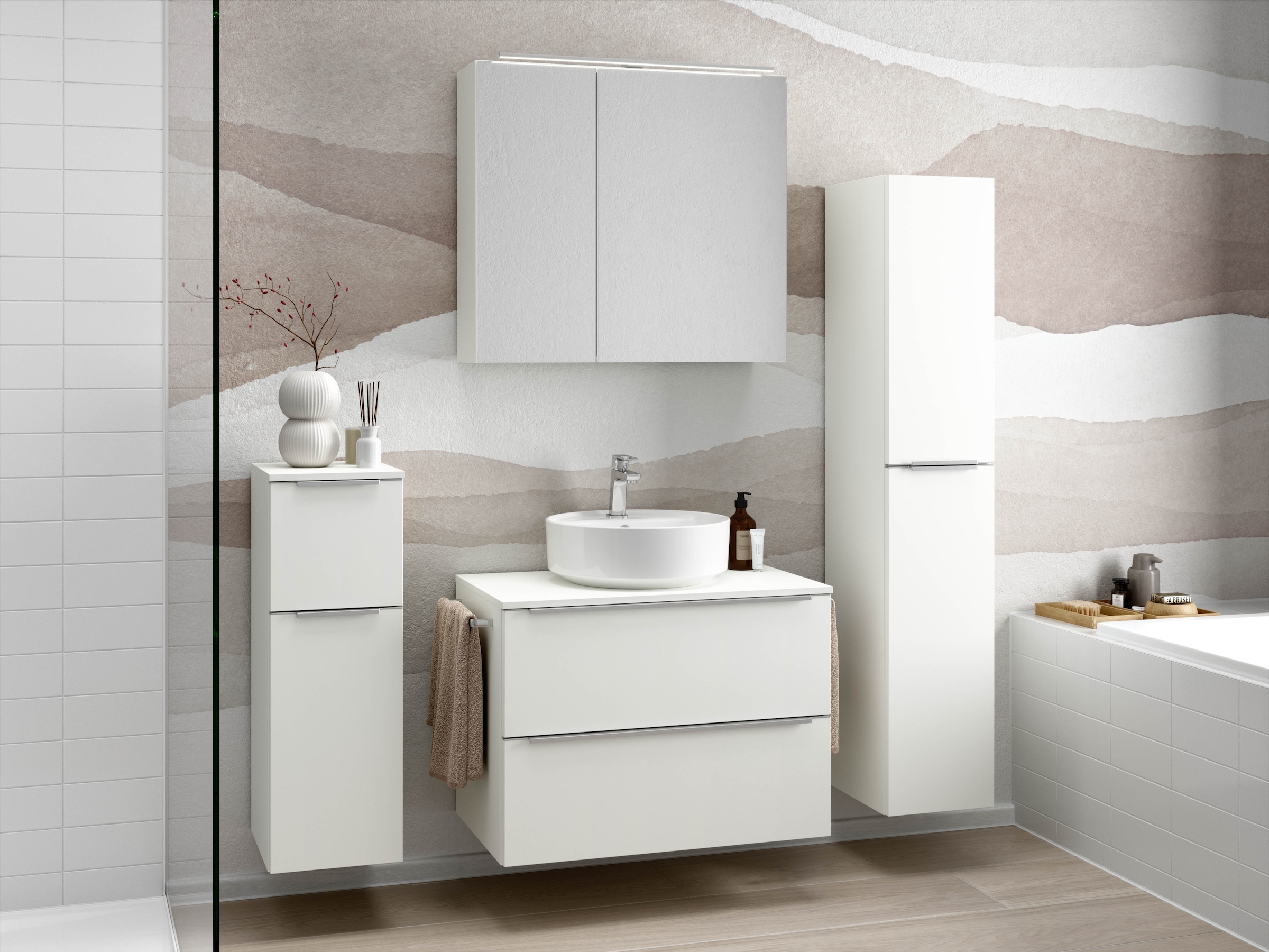 nobilia® Badmöbel-Set »Alvene«, (4 St., vormontiert, mit Soft-Close), inkl. günstig online kaufen