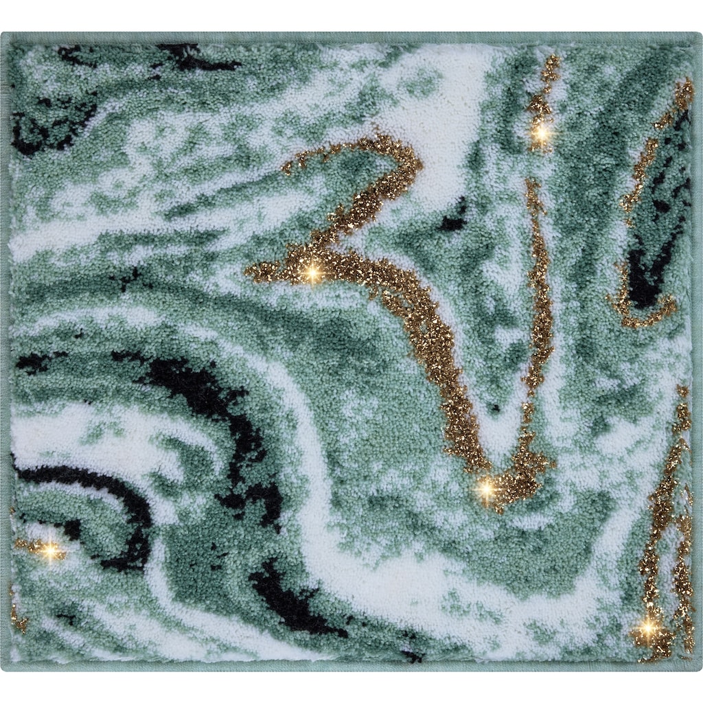 Leonique Badematte »Gloria«, Höhe 20 mm, rutschhemmend beschichtet, fußbodenheizungsgeeignet, goldfarbene Akzente durch Glitzer-Garn, Badematten im Marmor-Design