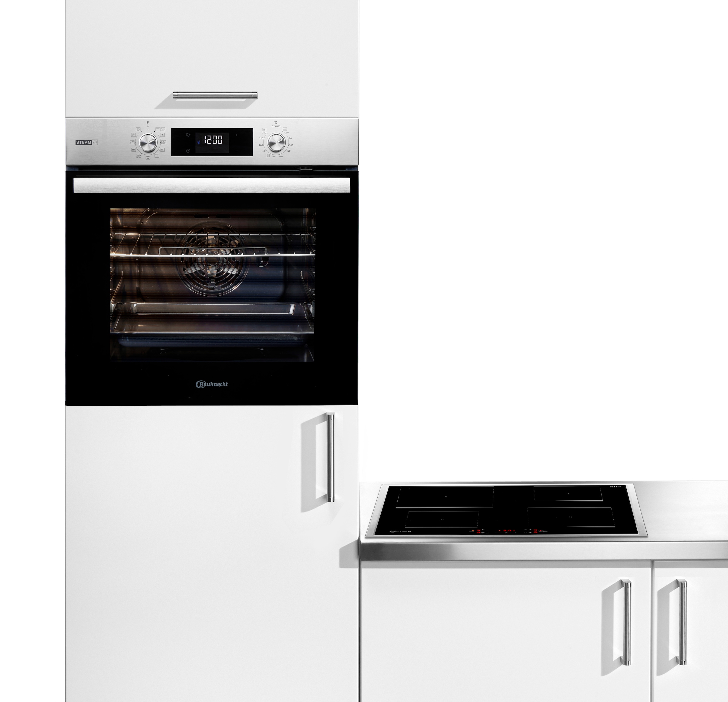 BAUKNECHT Backofen-Set »BAKO 780 Steam IND IN« mit 1-fach-Teleskopauszug Set, 2 Stk. tlg. GentleSteam - für ein saftiges Inneres und ein knuspriges Äußeres
