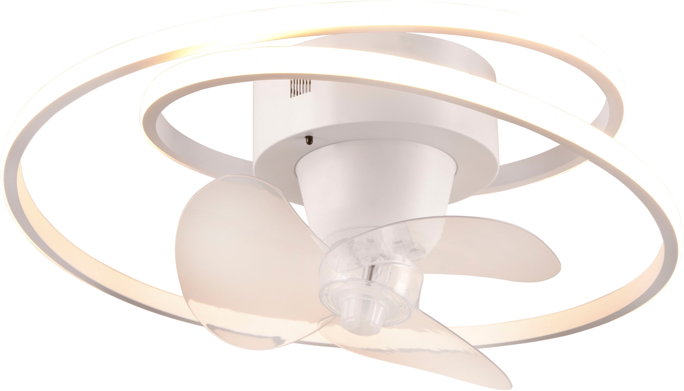 REALITY Leuchten LED Deckenleuchte »UMEA Deckenventilator mit Beleuchtung, Rotor schwenkbar, Fernbedienung«, 1 flammig, Leuchtmittel LED-Board | LED fest integriert, LED Ventilator dimmbar CCT Memory Nachtlicht Sommer- & Winterfunktion