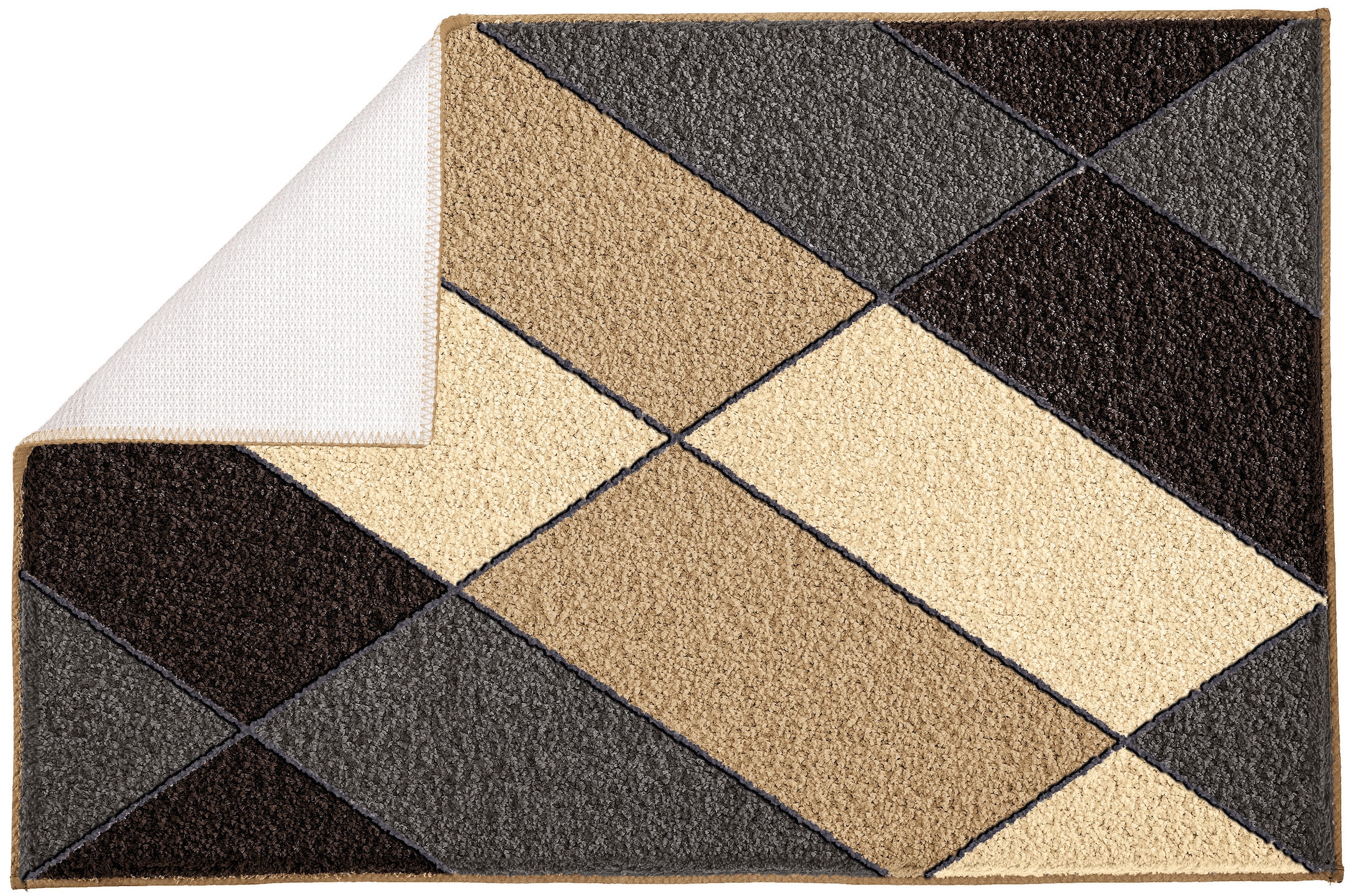 Kleine Wolke Badematte »Ayana«, rutschhemmend beschichtet, fußbodenheizungsgeeignet, Badteppich, modernes Rauten Design, leichter Hoch-Tief Effekt