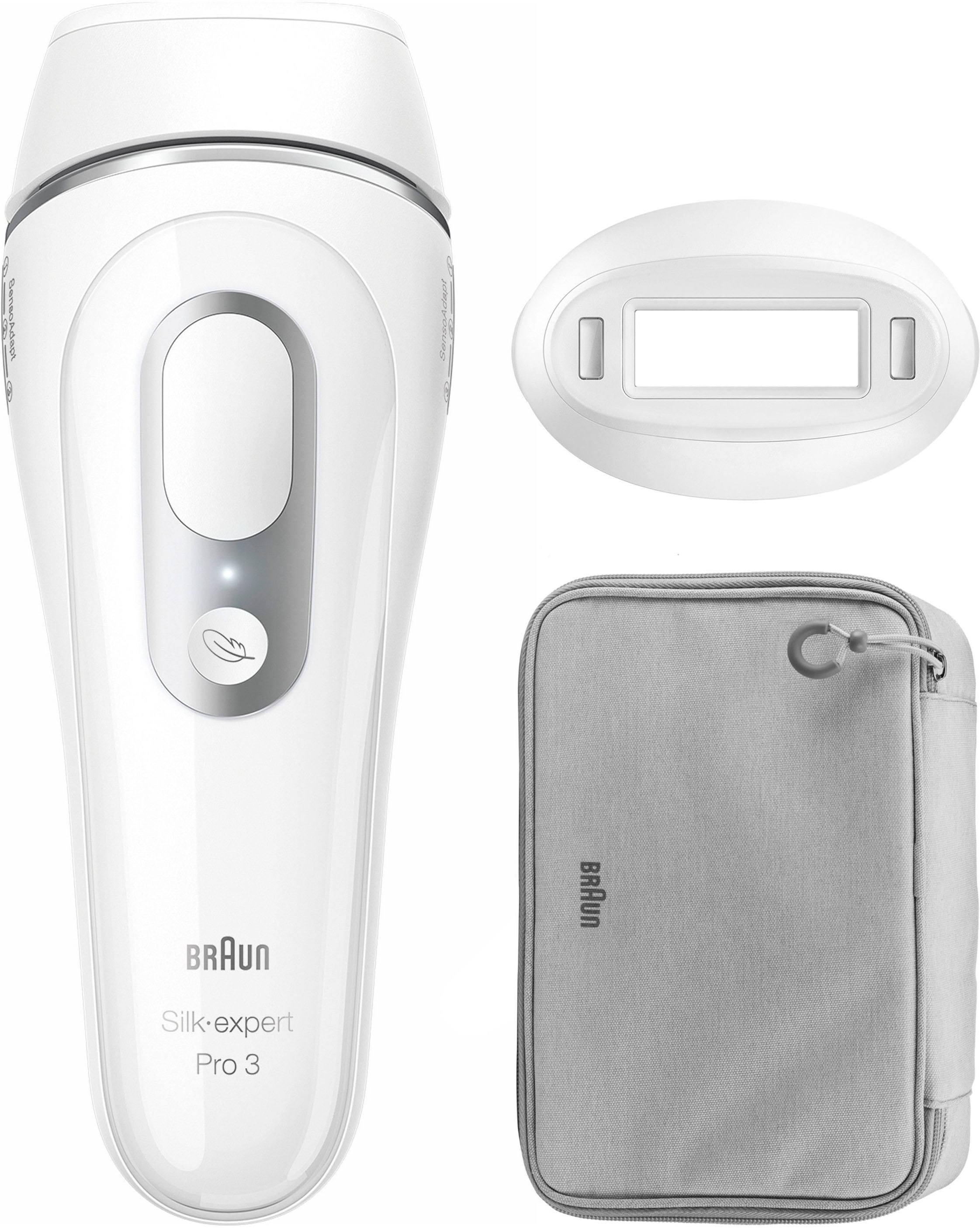 Braun IPL-Haarentferner »Silk·expert Pro 3 PL3020 (Modell 2026) PL3230 (Modell 2025)« pro Minute bis zu 100 Lichtimpulse 3 Aufsätze, mit Aufbewahrungstasche