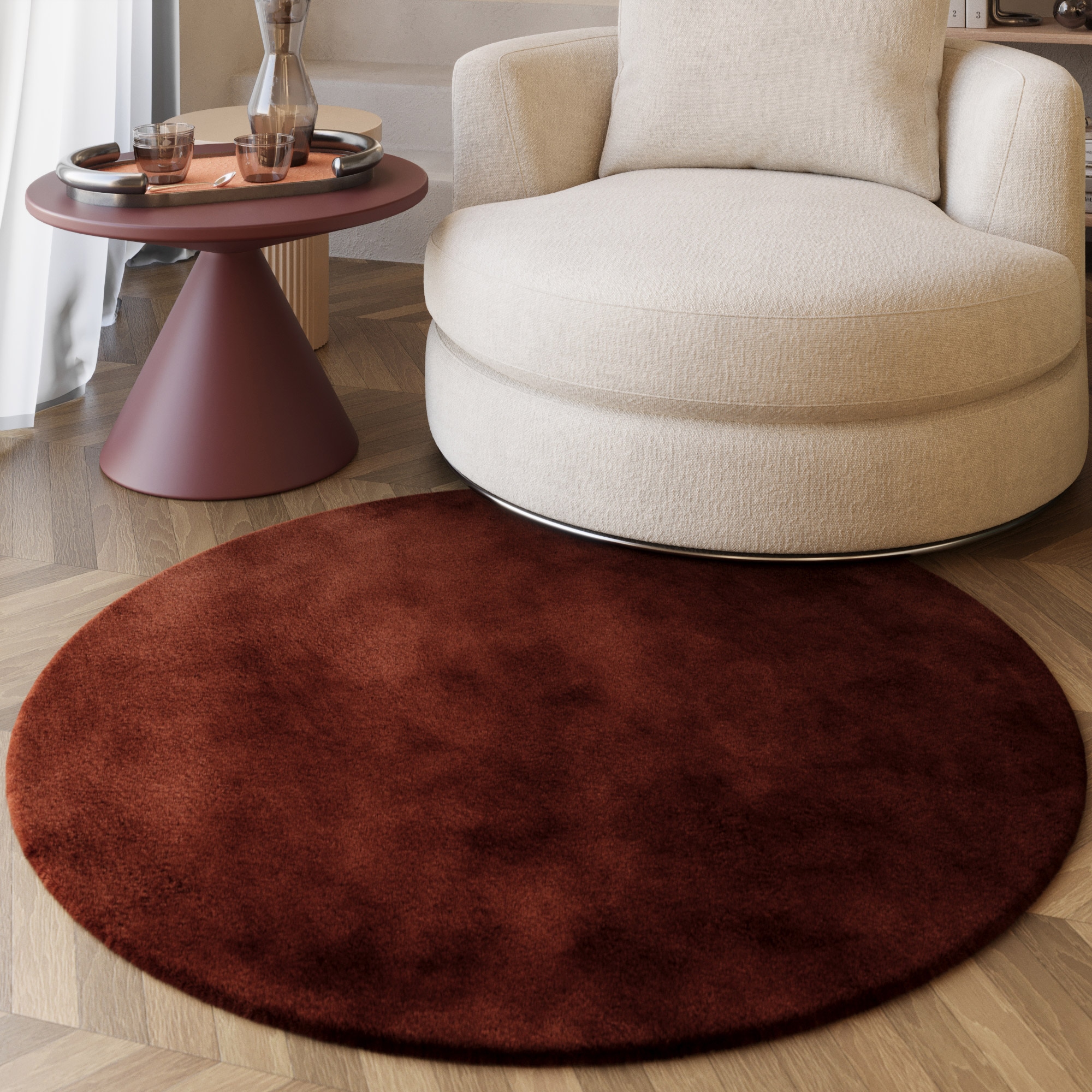 Esprit Hochflor-Teppich »Alice ESP-4377 Kunstfell«, rund, 25 mm Höhe, Kanin günstig online kaufen