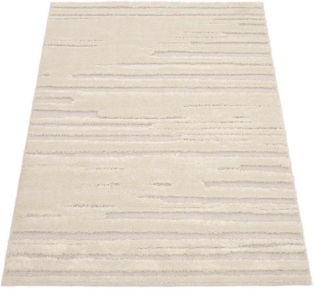 Paco Home Hochflor-Teppich »Genua 742«, rechteckig, 34 mm Höhe, Uni-Farben, Hoch-Tief Effekt, gestreift, modernes Design, Flor