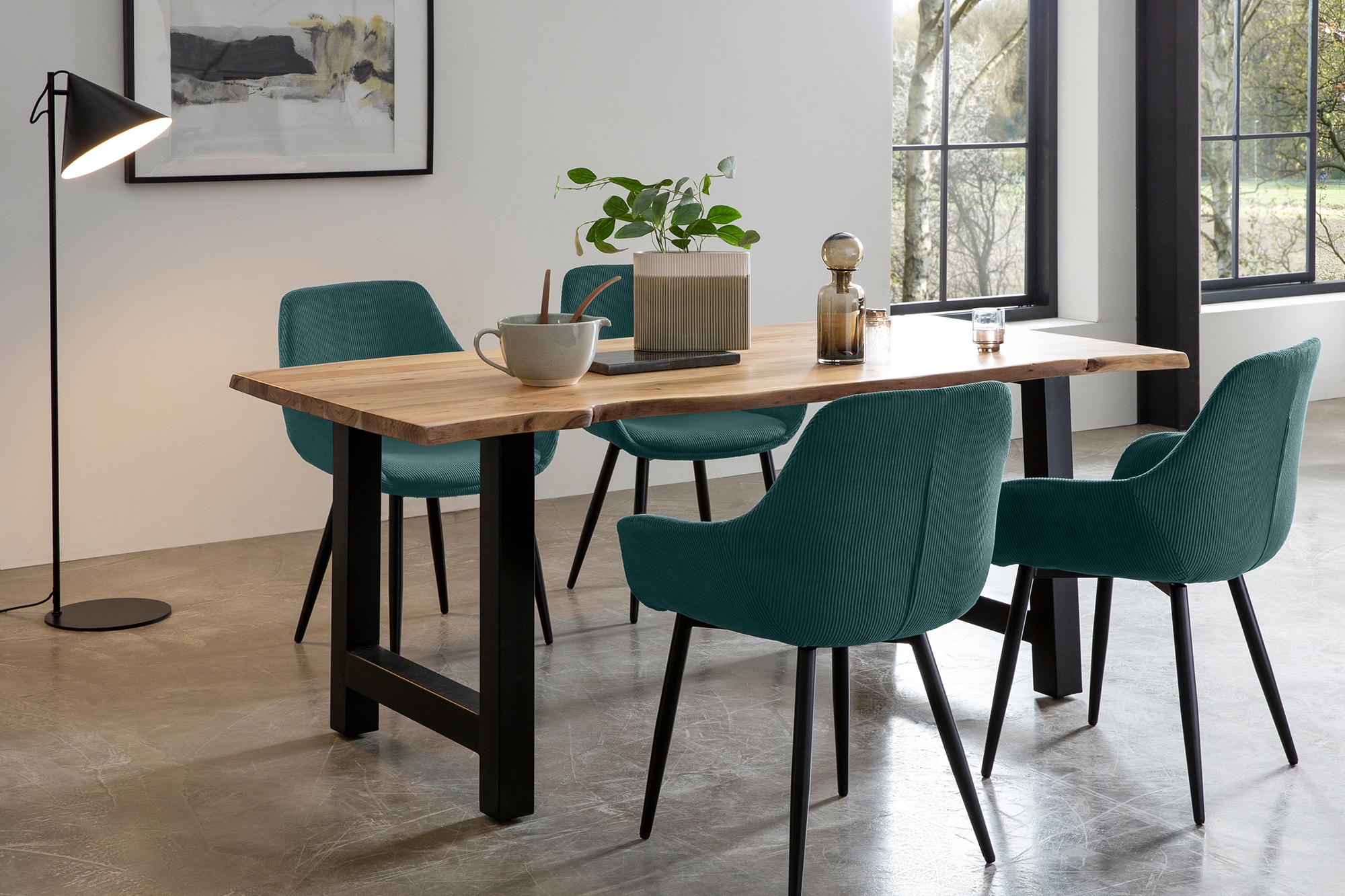 SALESFEVER Essgruppe »Elegante Essgruppe für stilvolles Speisen« Set, 5 Stk. tlg. 5-teiliges Massivholz-Set, geölt und doppelt gewachst Natur,...