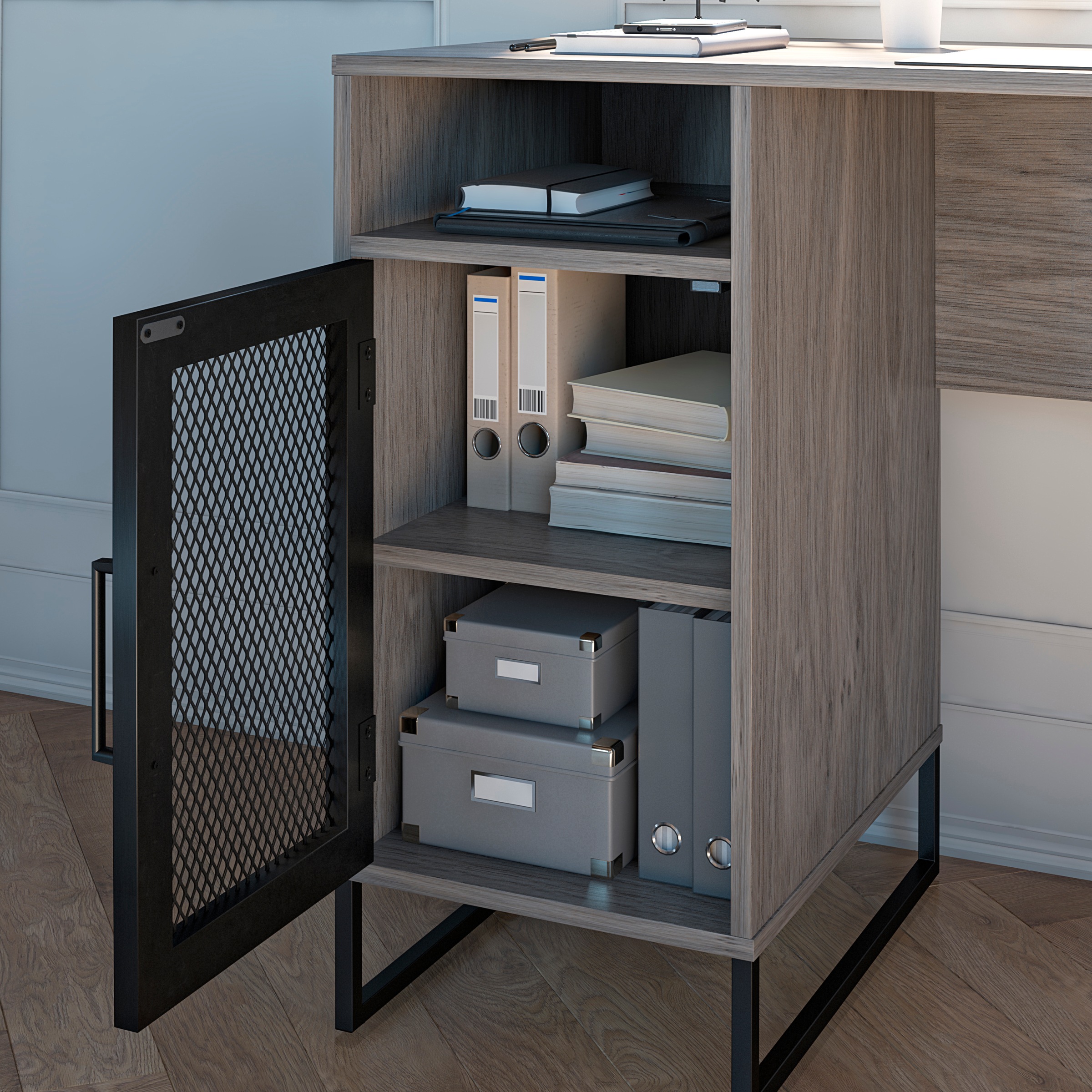 Dorel Home Schreibtisch »Purdue«, (1 St.), Tür mit Magnetverschluß, Gestell aus Metall, Höhe 76,5 cm