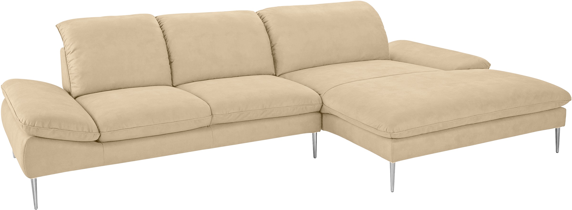W.SCHILLIG Ecksofa »enjoy&MORE, Designsofa, bequem, zeitlos und elegant, L-Form«, mit Sitztiefenverstellung, Füße Chrom glänzend, Breite 340 cm
