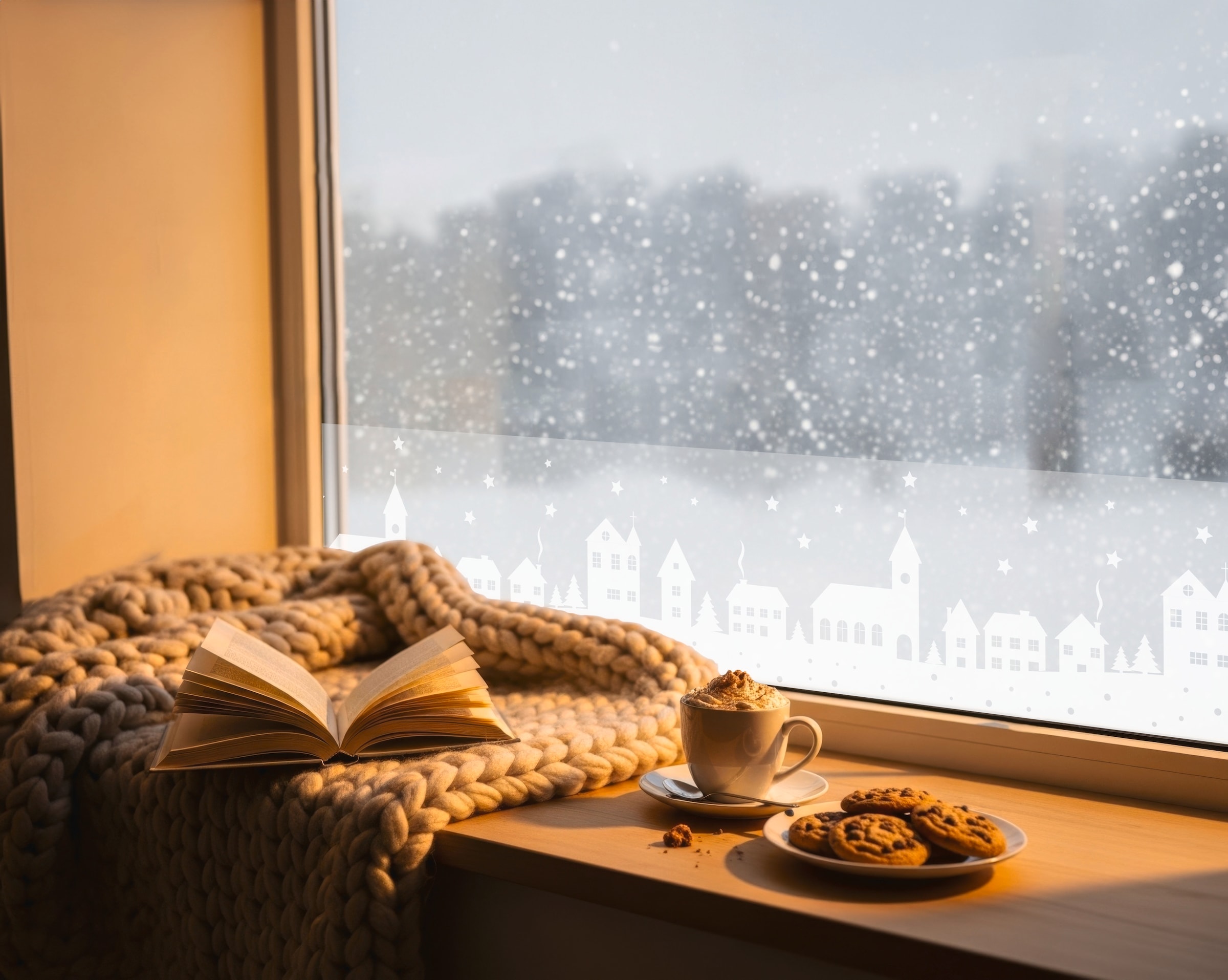 GARDINIA Fensterfolie »Statische Deko-Folie X-Mas Stadt halbtransparent 20 x 150 cm« 1 Stk. halbtransparent statisch haftend halbtransparent