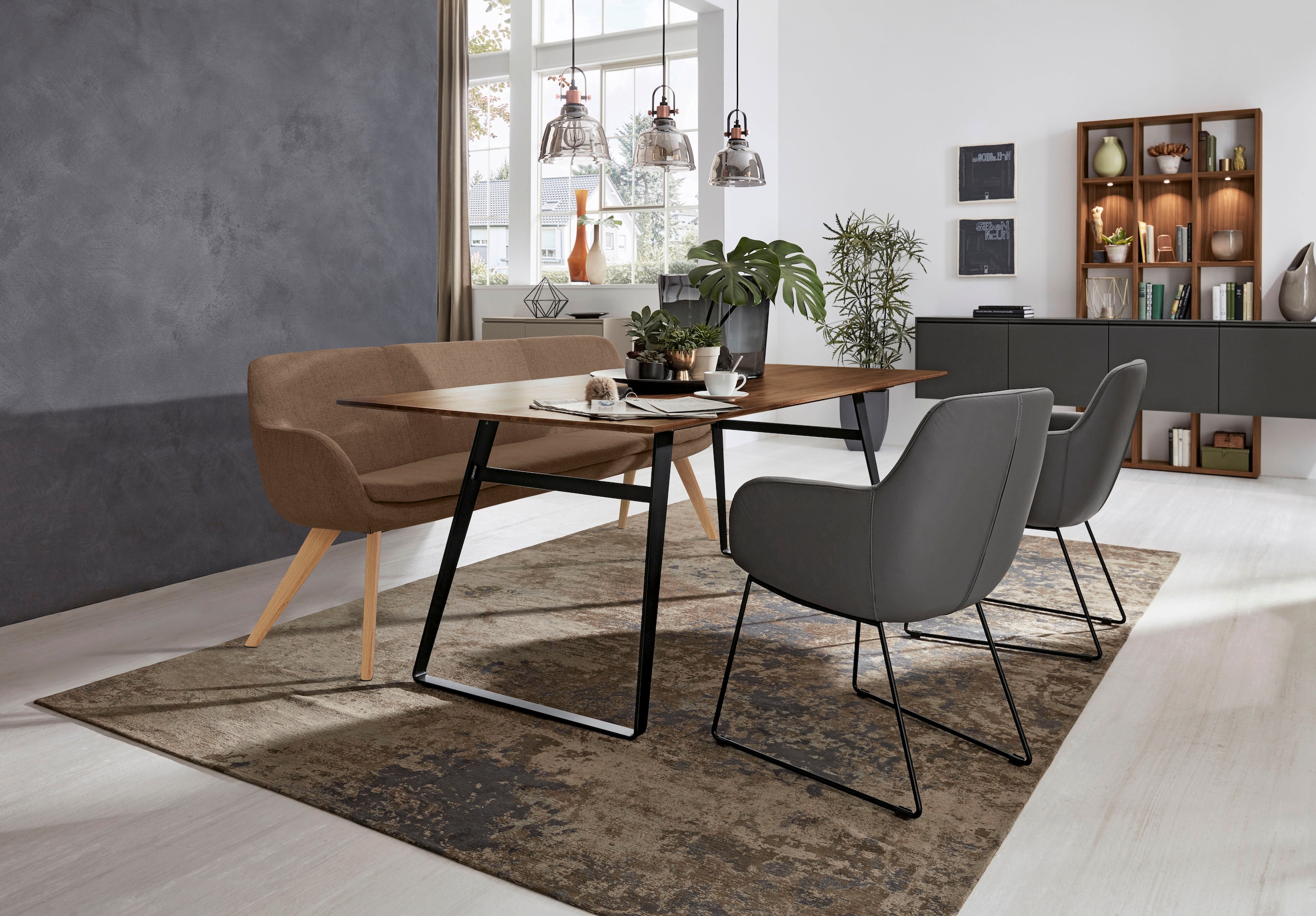 Musterring Essbank »Tavia«, Stativgestell aus Eiche bianco massiv, Breite 180, 200 oder 220 cm