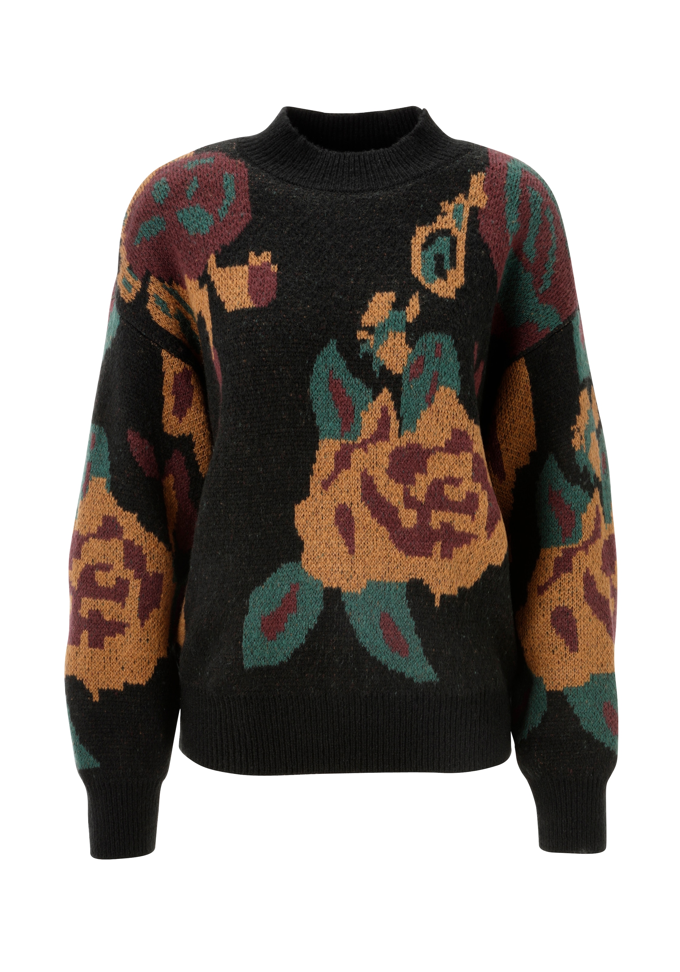 Aniston CASUAL Strickpullover, mit großflächigen, eingestrickten Blüten - NEUE KOLLEKTION