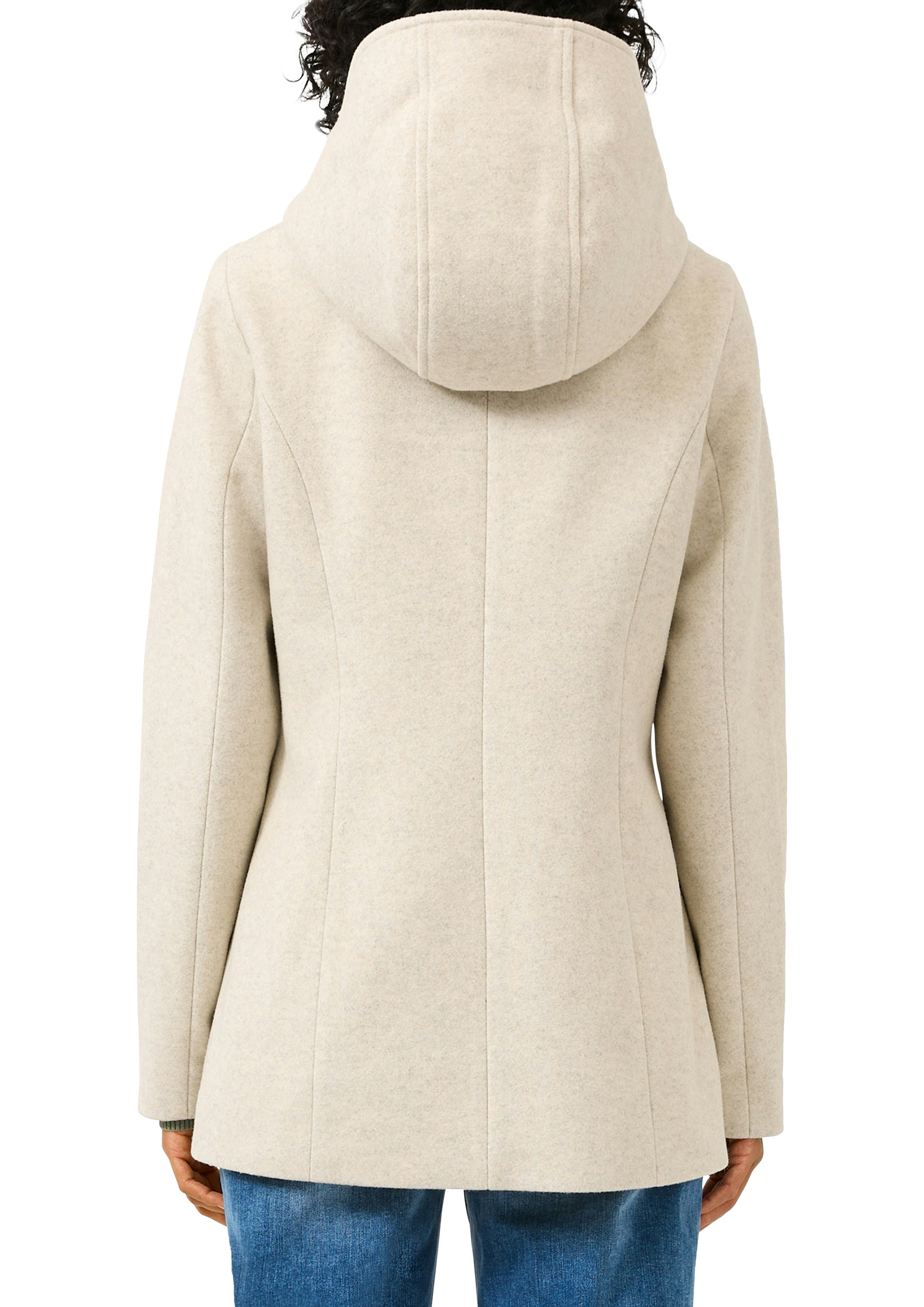 QS Kapuzenfleecejacke mit Kapuze mit doppelter Knopfleiste