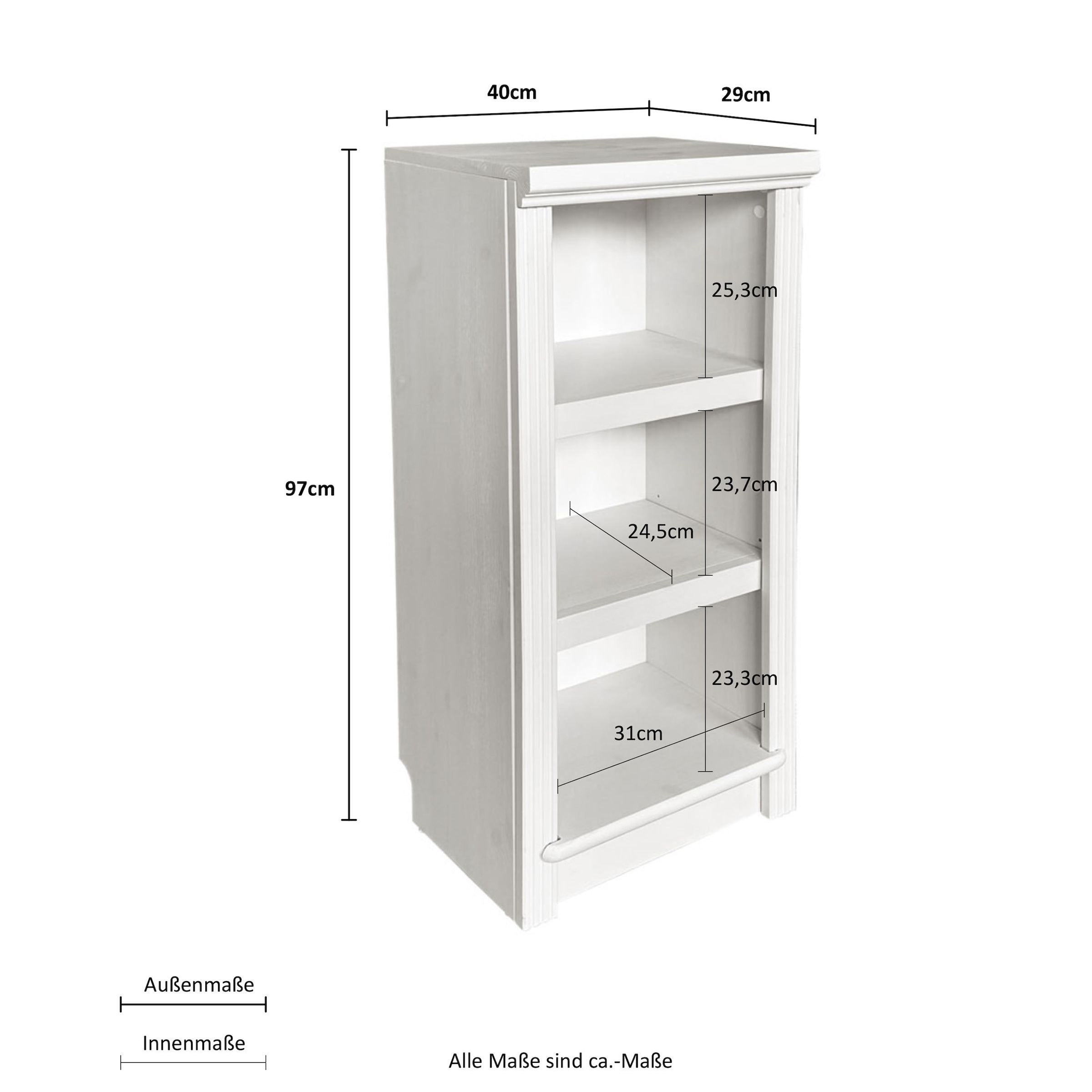 Home affaire Standregal »Soeren Stege«, Aus massiver Kiefer, Maße (B/T/H): 40/29/97 cm