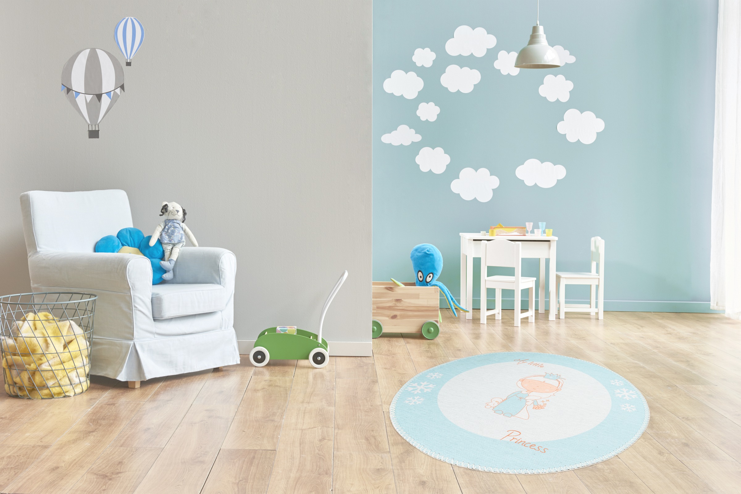 Arte Espina Kinderteppich »Bambini 100«, rund, 5 mm Höhe, Fantasievoll bedruckter Kinderteppich, angenehme Haptik