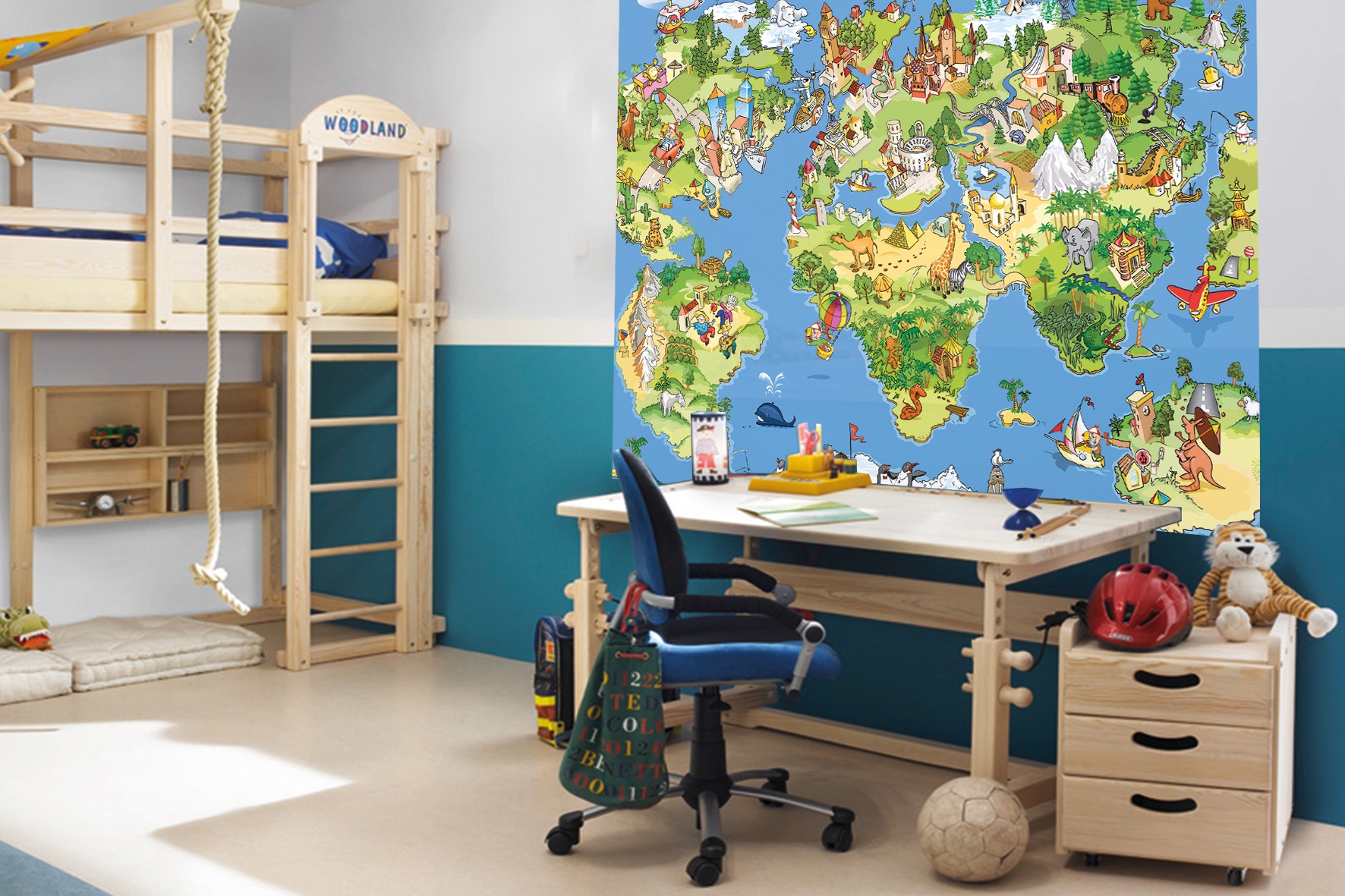 Papermoon Fototapete »Kids World Map«, matt günstig online kaufen