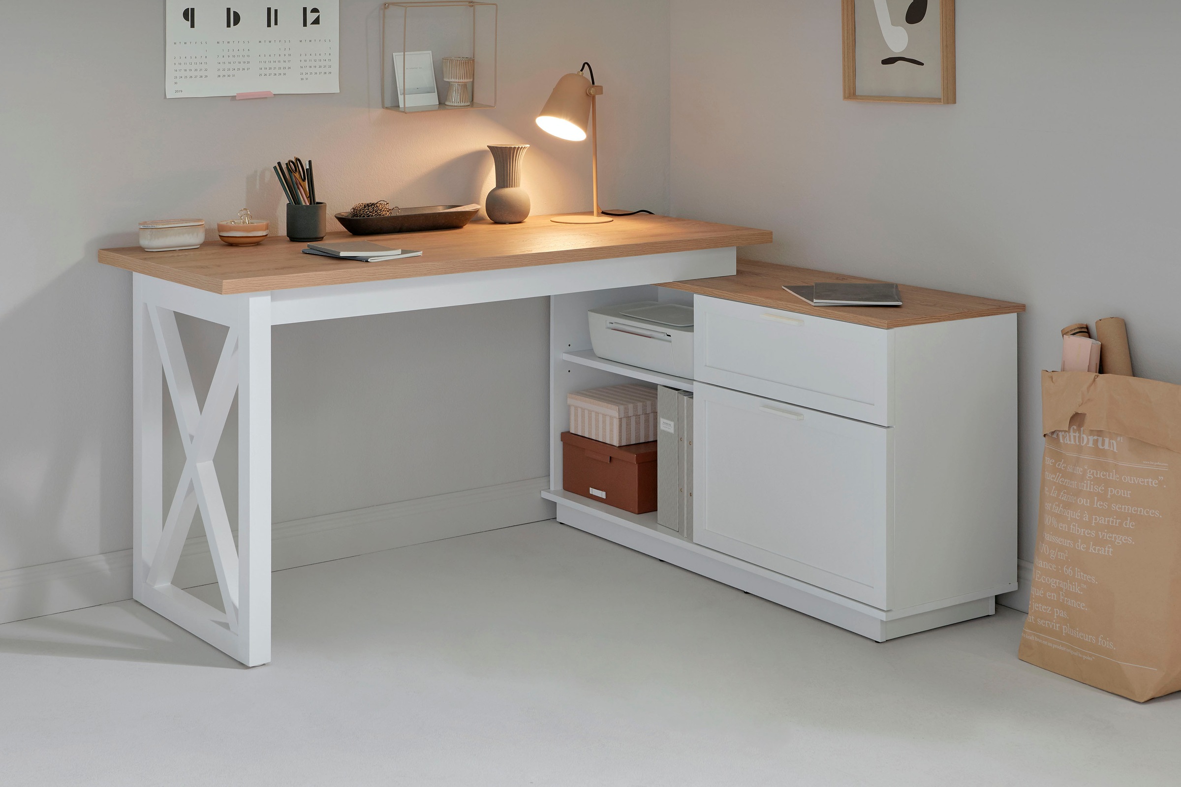 Jahnke Eckschreibtisch »CHALET D 155 E«, (1 St.), im Landhausstil, wechsels günstig online kaufen