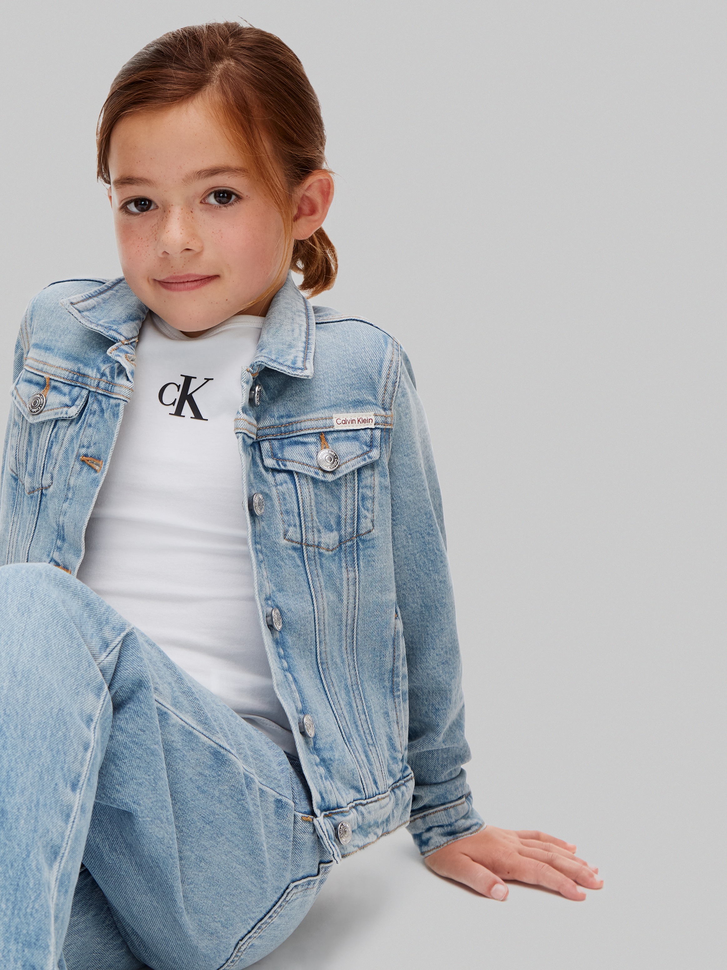 Calvin Klein Jeans Jeansjacke »DENIM WASH« ohne Kapuze Regular fit für Kinder mit Taschen