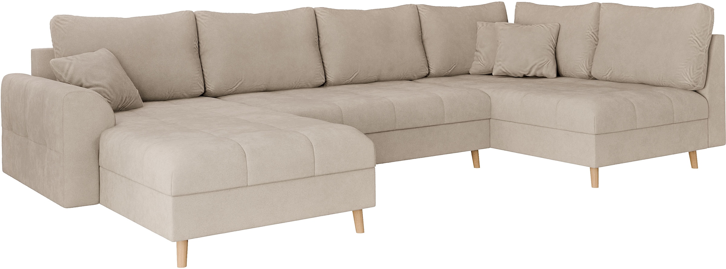 Home affaire Wohnlandschaft »CHARRE U-Form mit Ottomane, Maße B/T/H: 310/161/81 cm«, feine Steppung, lose Rücken- und Zierkissen, auch in Cord und Bouclé