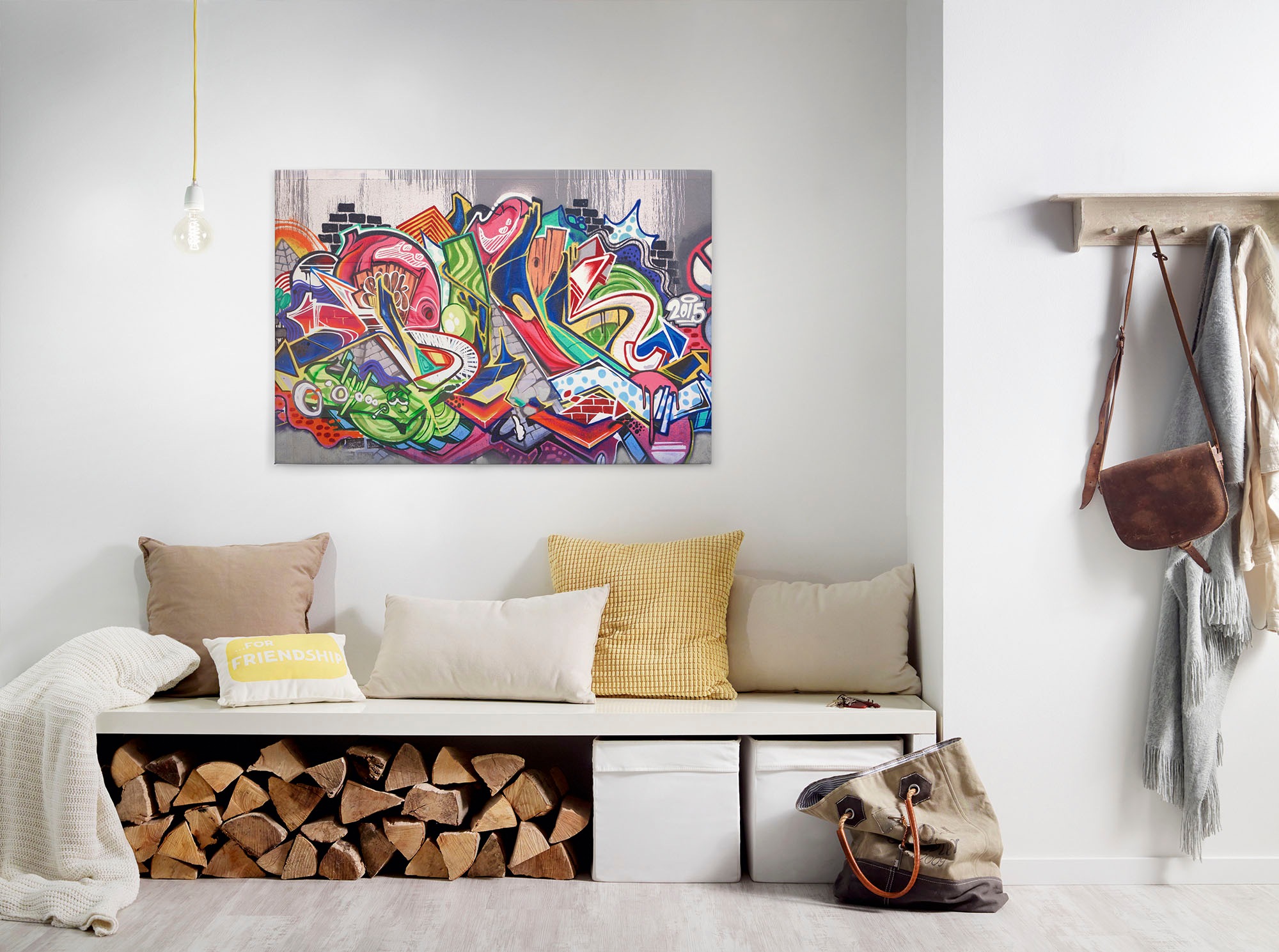 Bricoflor Graffiti Bild Auf Leinwand Bunt Street Art Wandbild Für Wohnzimme günstig online kaufen