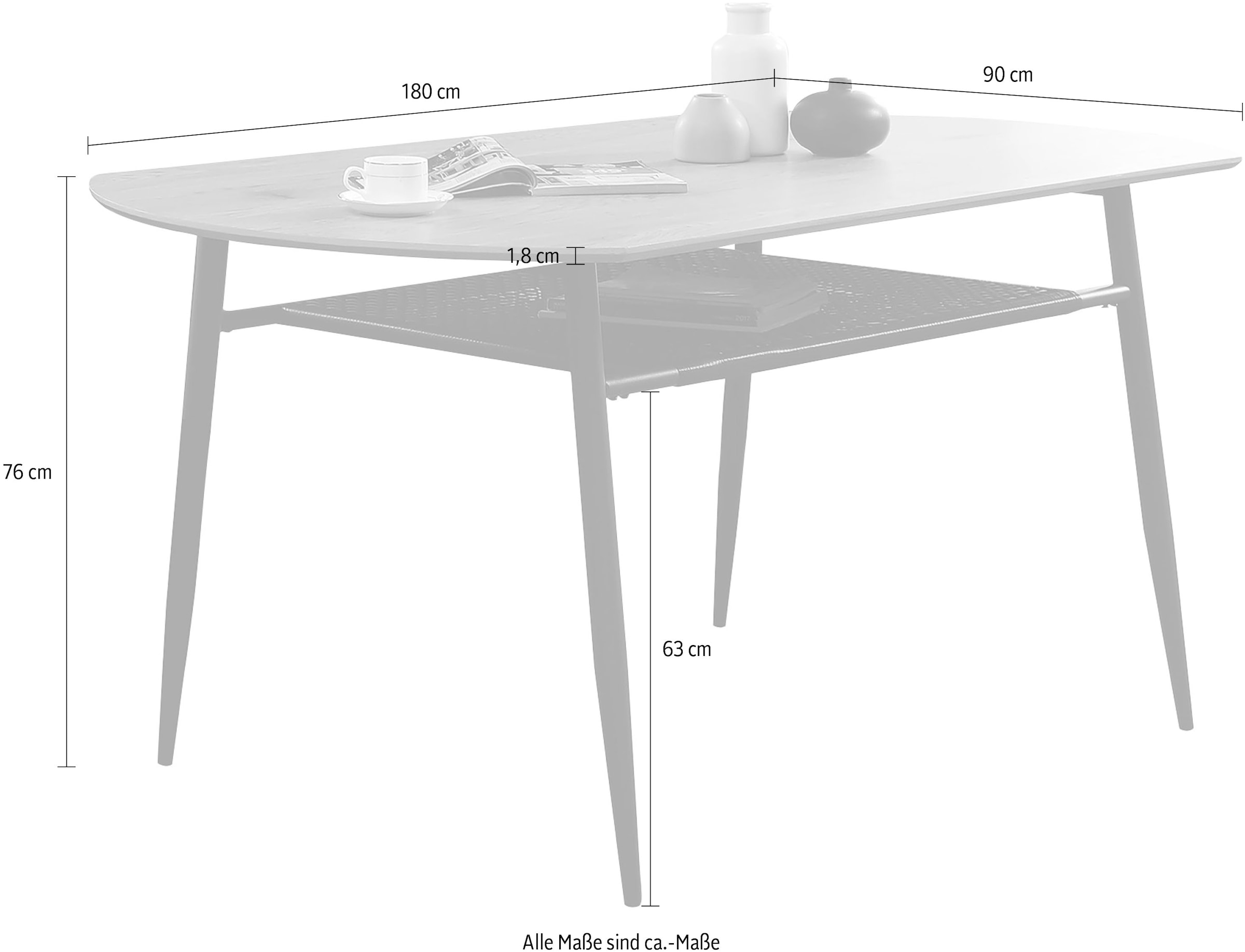 SalesFever Esstisch, Ablagefläche aus Metall und Polyrattan