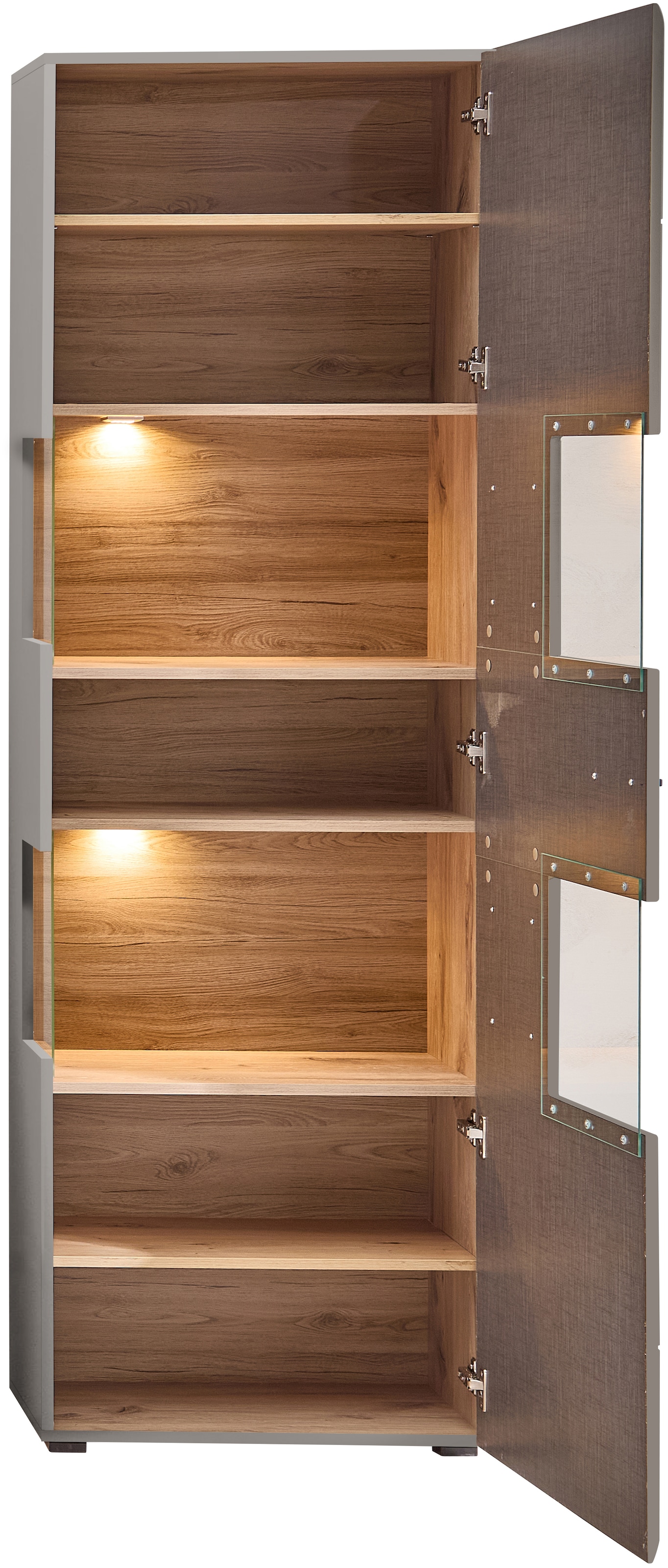 Innostyle Vitrine »FUN PLUS II«, (2 St.), Glastür, 7 Fächer, Softclose, ABS Kantenschutz
