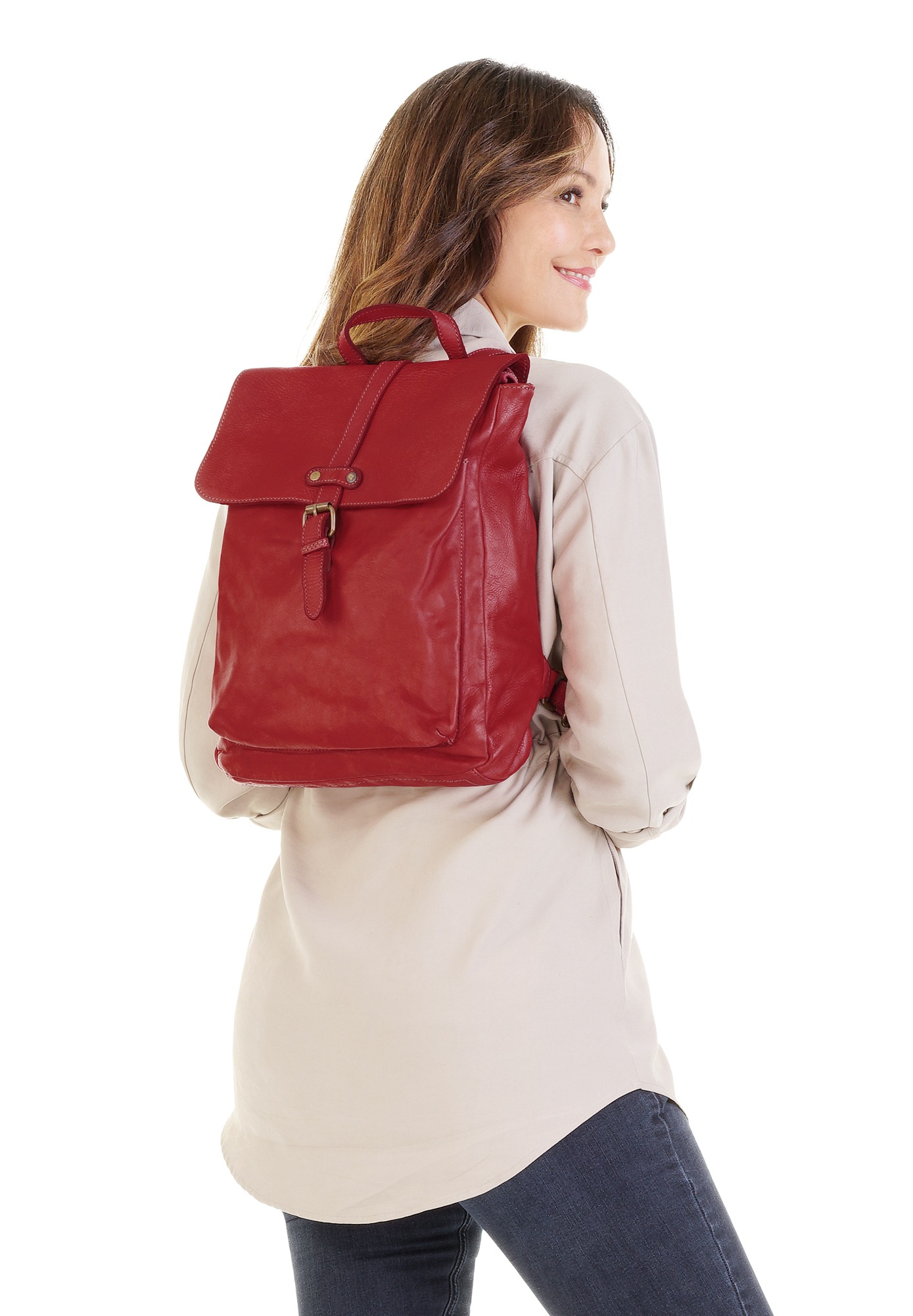 Samantha Look Cityrucksack, Echt Leder, Made in Italy