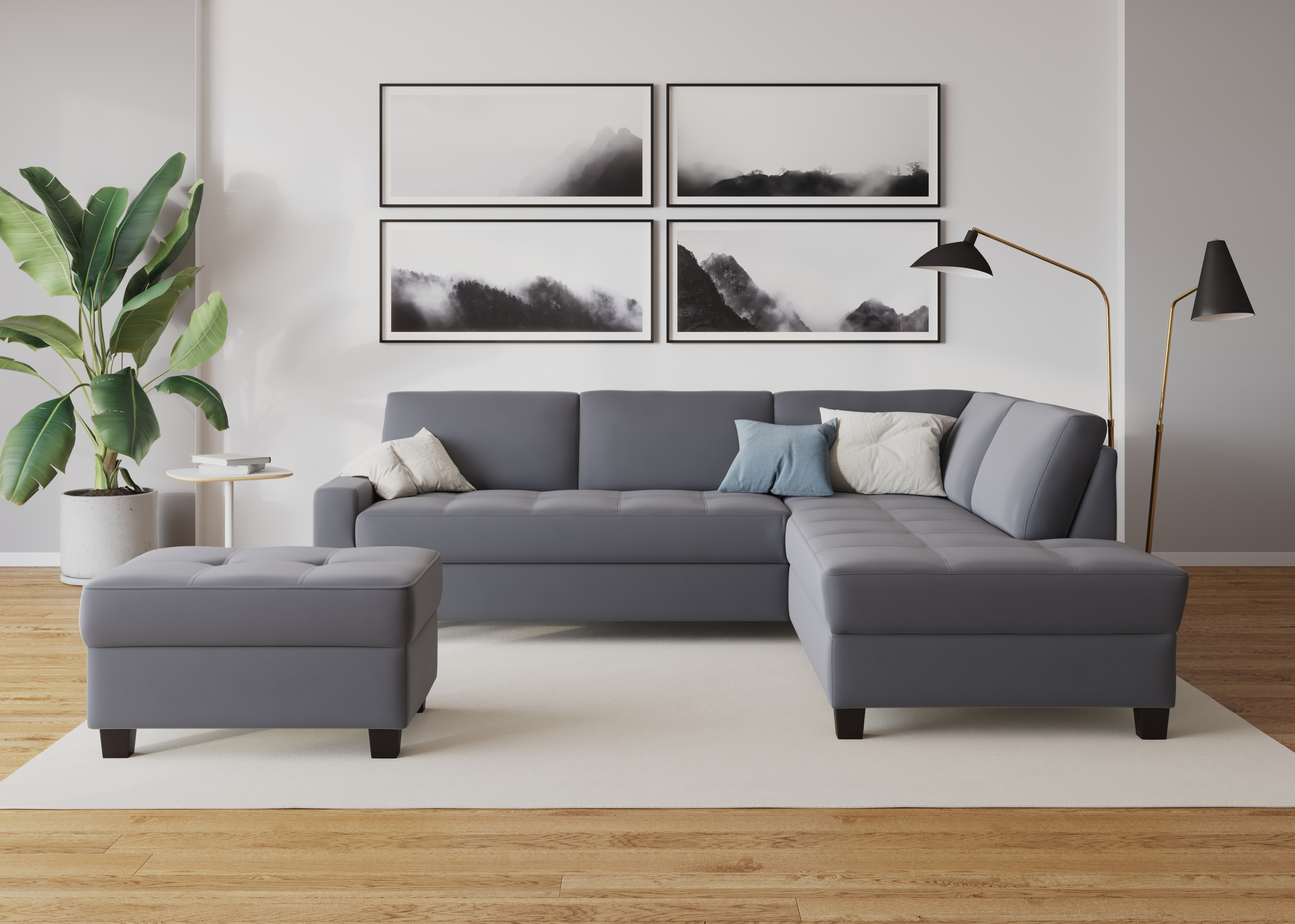 DOMO collection Ecksofa »Florentina zeitlos und elegant, Sitznähte als Designelement, L-Form«, wahlweise mit Bettfunktion, mit Kontrastnaht, Komfortsitzhöhe 47cm