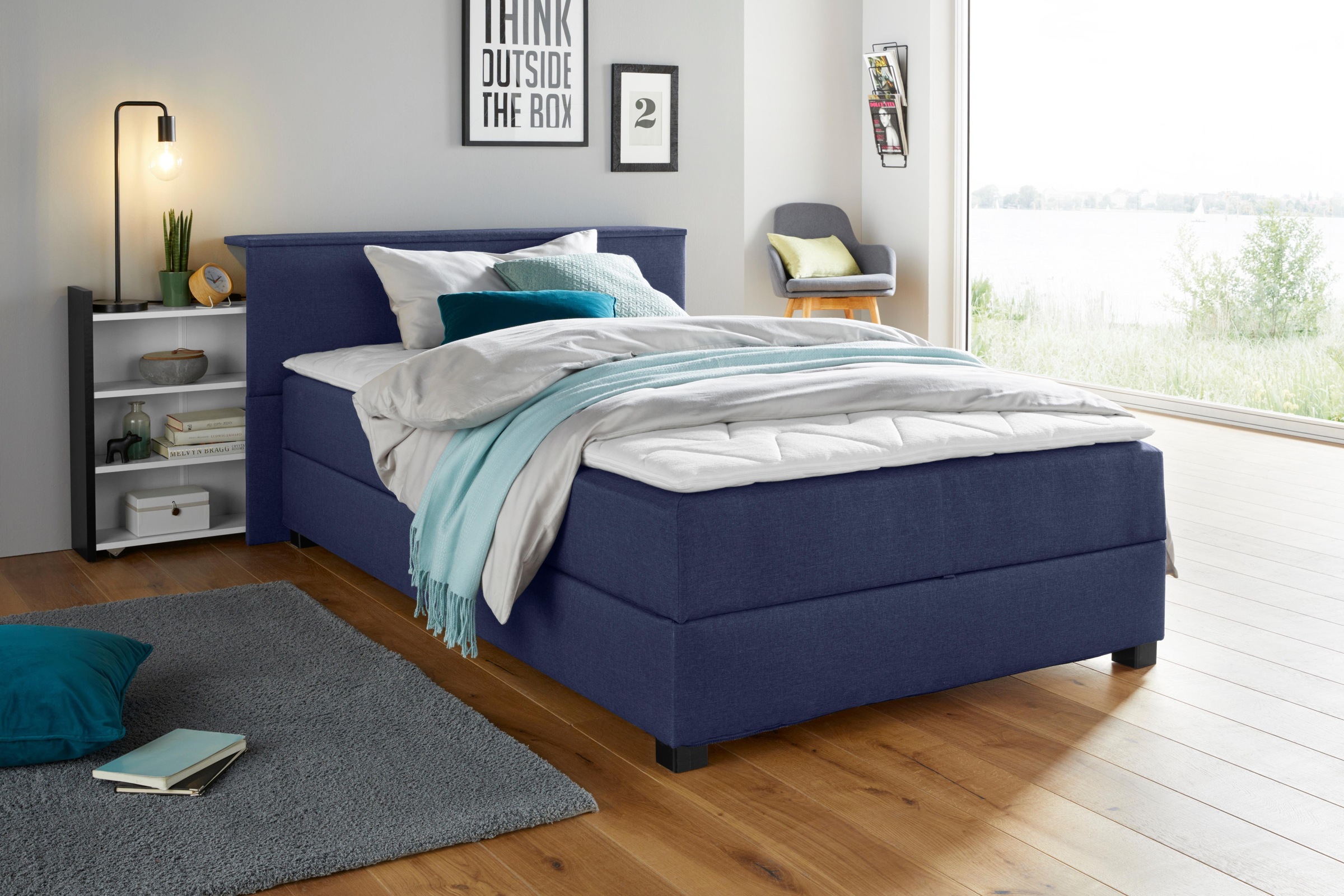 Bild von Breckle Northeim Boxspringbett, mit ausziehbarem Regal, Topper und Bettkasten
