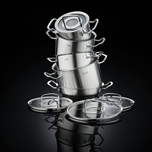 Fissler Topf-Set »Original-Profi Collection®«, Edelstahl 18/10, (Set, 5 tlg., Kochtopf 16/20/24 + Bratentopf 20cm + Servierpfanne 24cm), Made in Germany