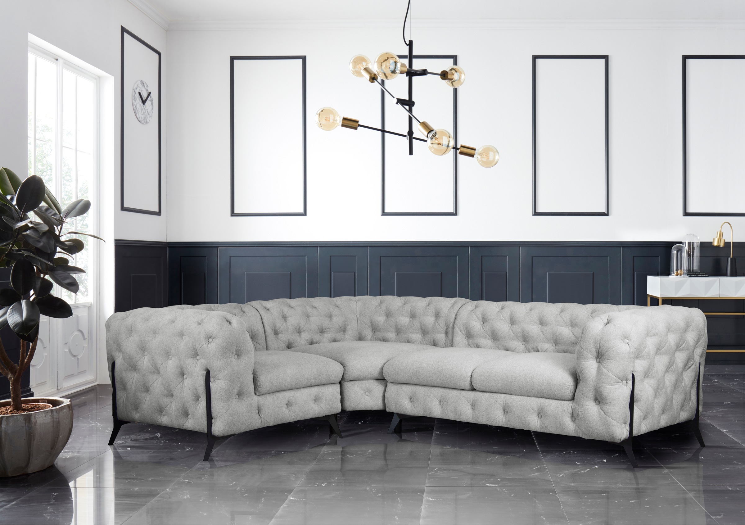 Home affaire Chesterfield-Sofa »Amaury L-Form« moderne Chersterfield-Optik, günstig online kaufen