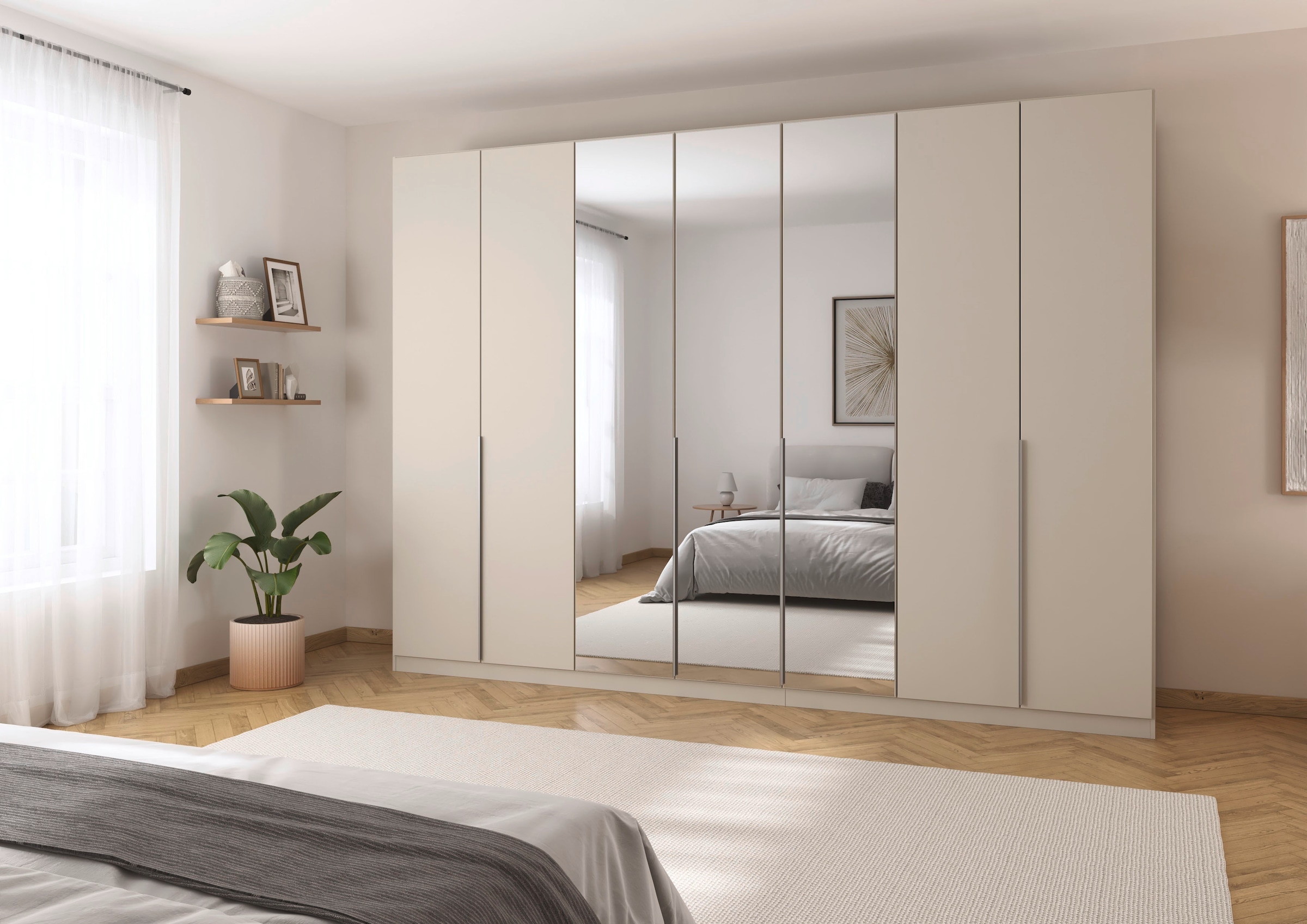 rauch Drehtürenschrank »Kleiderschrank Schrank Garderobe AGORDO mit Dekor- oder Hochglanzfront«, (in zwei Griff-Farben), durchdachte Innenausstattung, in 6 Breiten und 2 Höhen MADE IN GERMANY