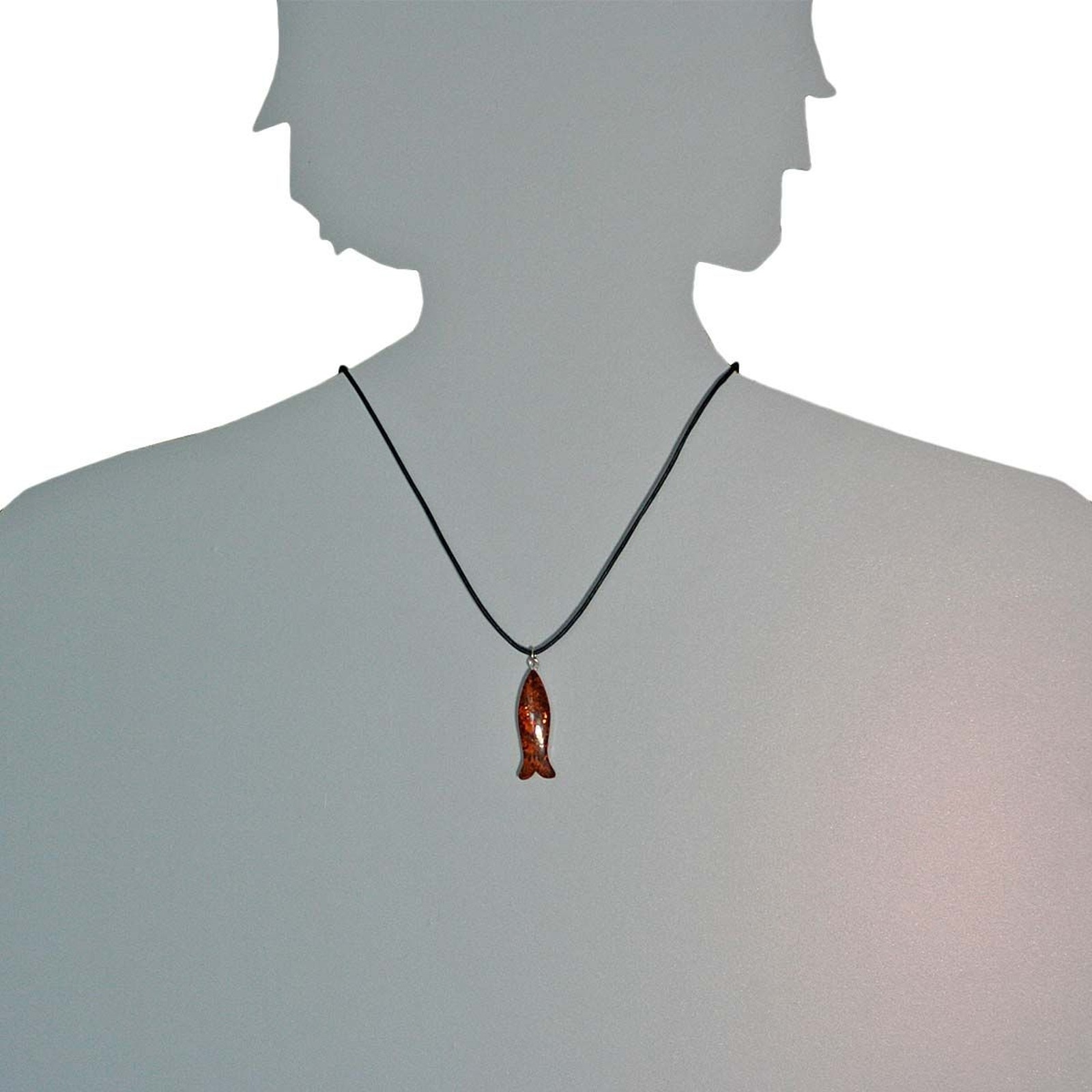 OSTSEE-SCHMUCK Kette mit Anhänger »Ostsee-Schmuck Kette mit Anhänger Fisch 30 mm - Lederband«, (2 tlg.)
