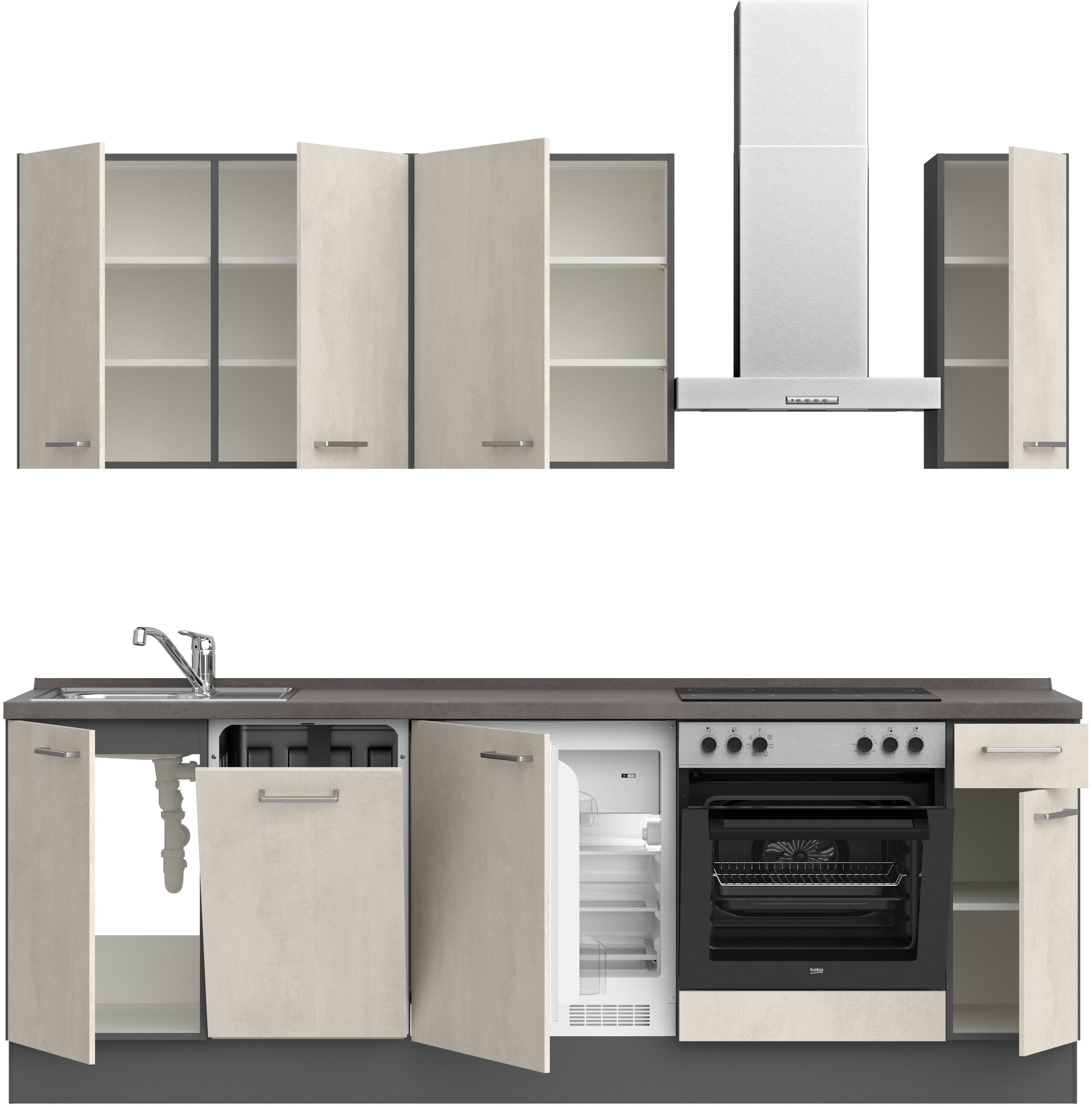 nobilia® Küchenzeile »"Riva I"«, vormontiert, Ausrichtung wählbar, Breite 240 cm, wahlw. mit E-Geräten