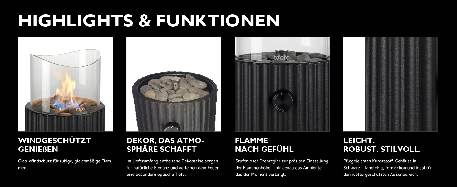 Tepro Feuerstelle »Tisch-Gasfeuerstelle mit Dekosteinen«