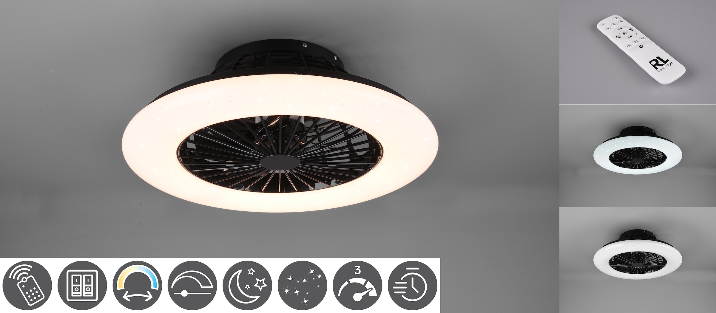 TRIO Leuchten LED Deckenleuchte »Stralsund«, mit Ventilator, Fernbedienung,  integrierter Dimmer und Nachtlicht. Leuchte und Ventilator getrennt  schaltbar online bestellen