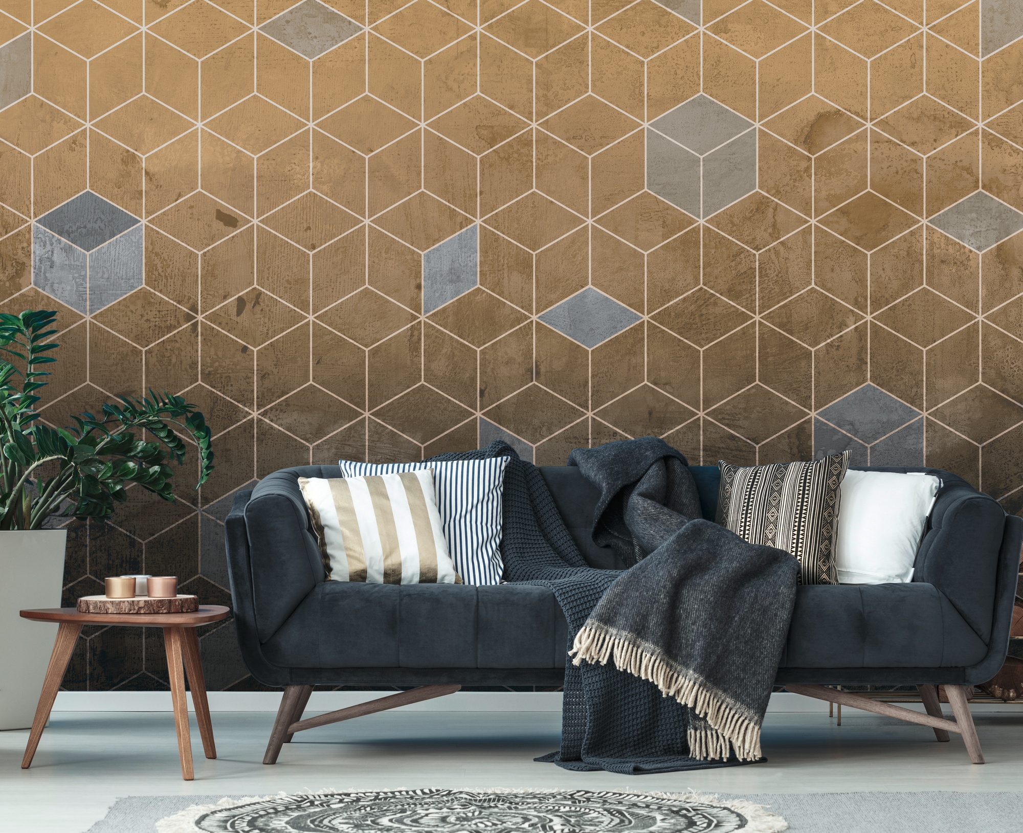 A.S. Création Vliestapete »Fototapete Geometrie Gold Bronze Hexagon Beton« günstig online kaufen