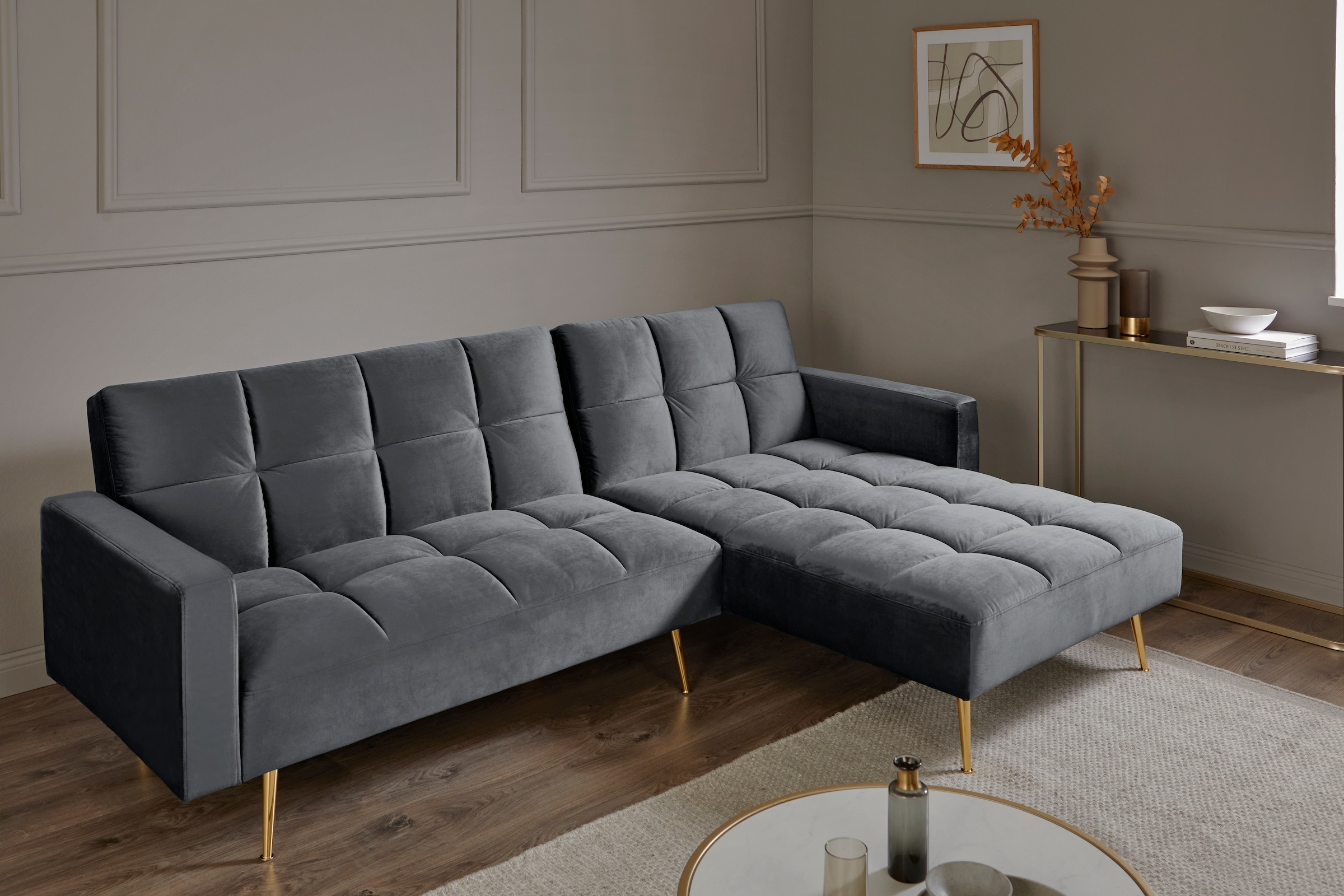 Jahnke Ecksofa »CHILLAX POSH CORNER« mit Schlaffunktion, wechselseitig montierbar, 244 x 150 cm