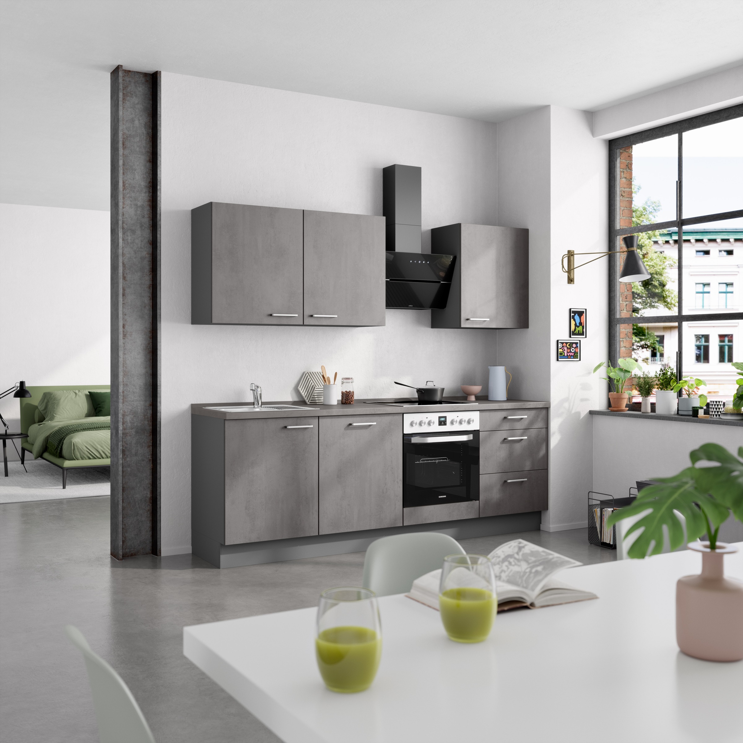 nobilia® Küchenzeile »"Riva II"«, vormontiert, Ausrichtung wählbar, Breite 240 cm, wahlw. mit E-Geräten