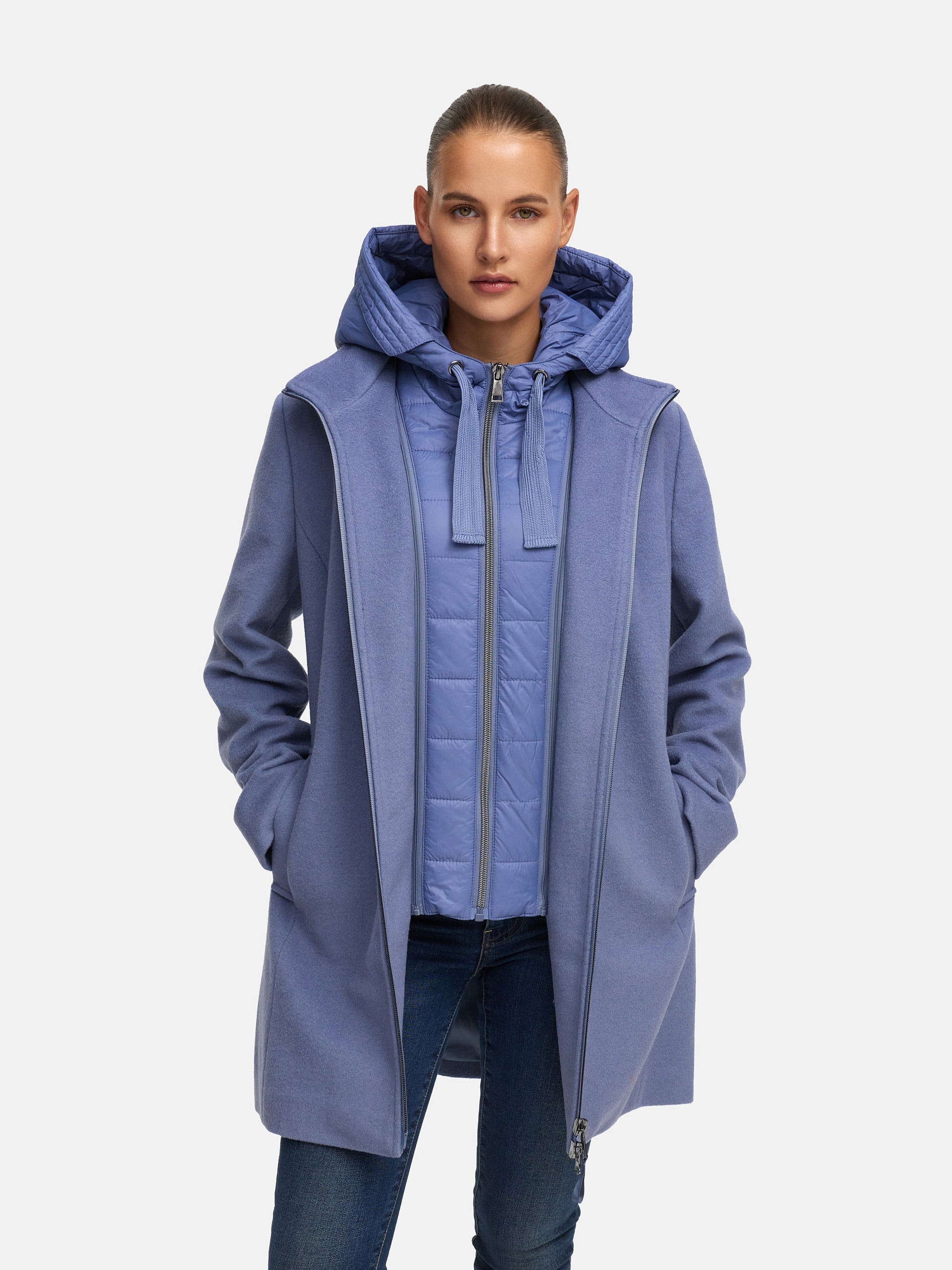 MANISA Wolljacke mit Kapuze mit herausnehmbarer Kapuze