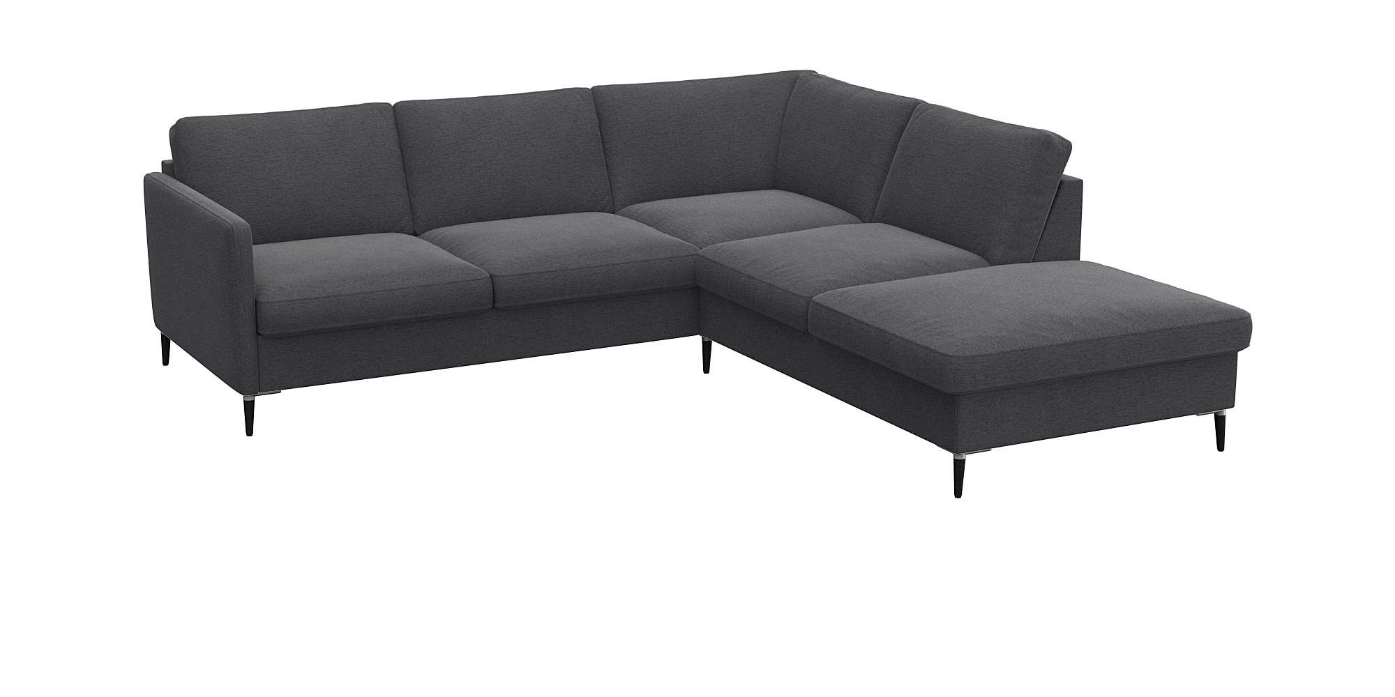 FLEXLUX Ecksofa »Fiore, L-Form«, schmale Armlehnen, Füße Alu/schwarz, B/T 2 günstig online kaufen