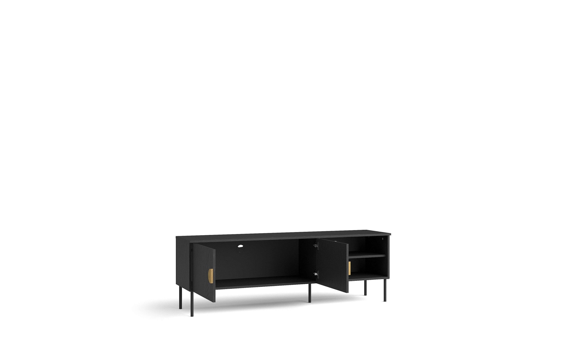 Leonique Lowboard »BELLOT TV-Schrank mit 2 Türen, Maße B/T/H: 160/40/53,6 cm«, (1 St.), schwarze Farbe, mit holzähnlicher Struktur