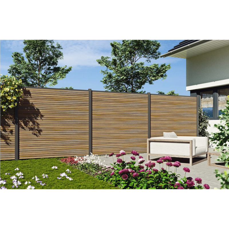 TETZNER & JENTZSCH Sichtschutzelement »WARREN 3« pflegeleicht, coextrudierte Oberfläche, Design-Oberfläche teakbraun