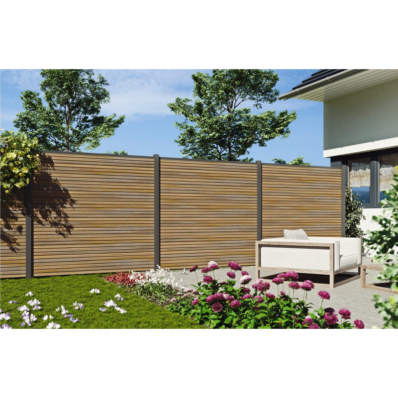 TETZNER & JENTZSCH Sichtschutzelement »WARREN 4« pflegeleicht, coextrudierte Oberfläche, Design-Oberfläche teakbraun