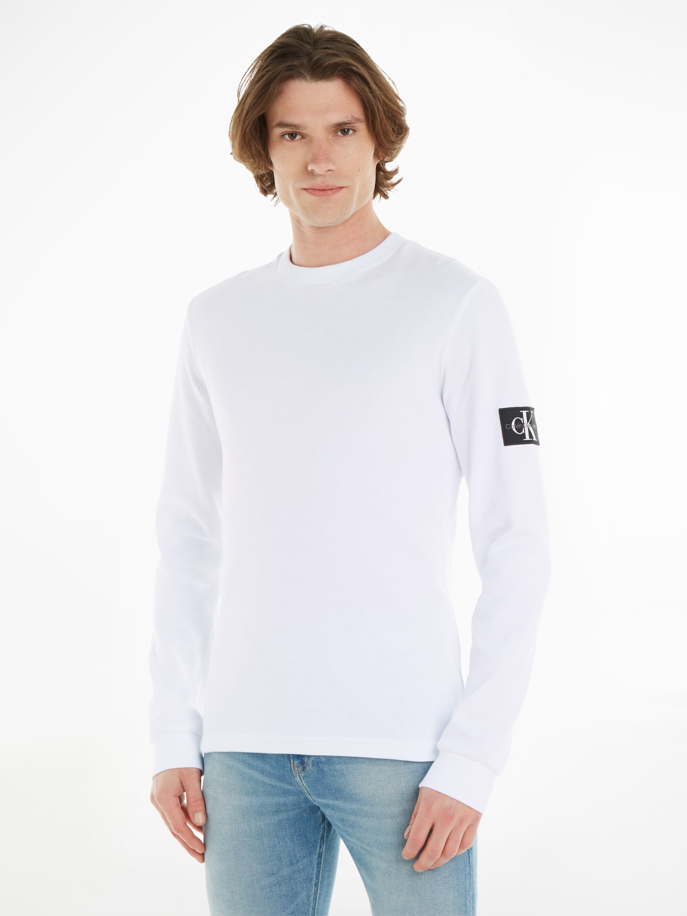 Calvin WAFFLE Jeans Klein mit LS Logopatch »BADGE TEE«, bestellen Langarmshirt
