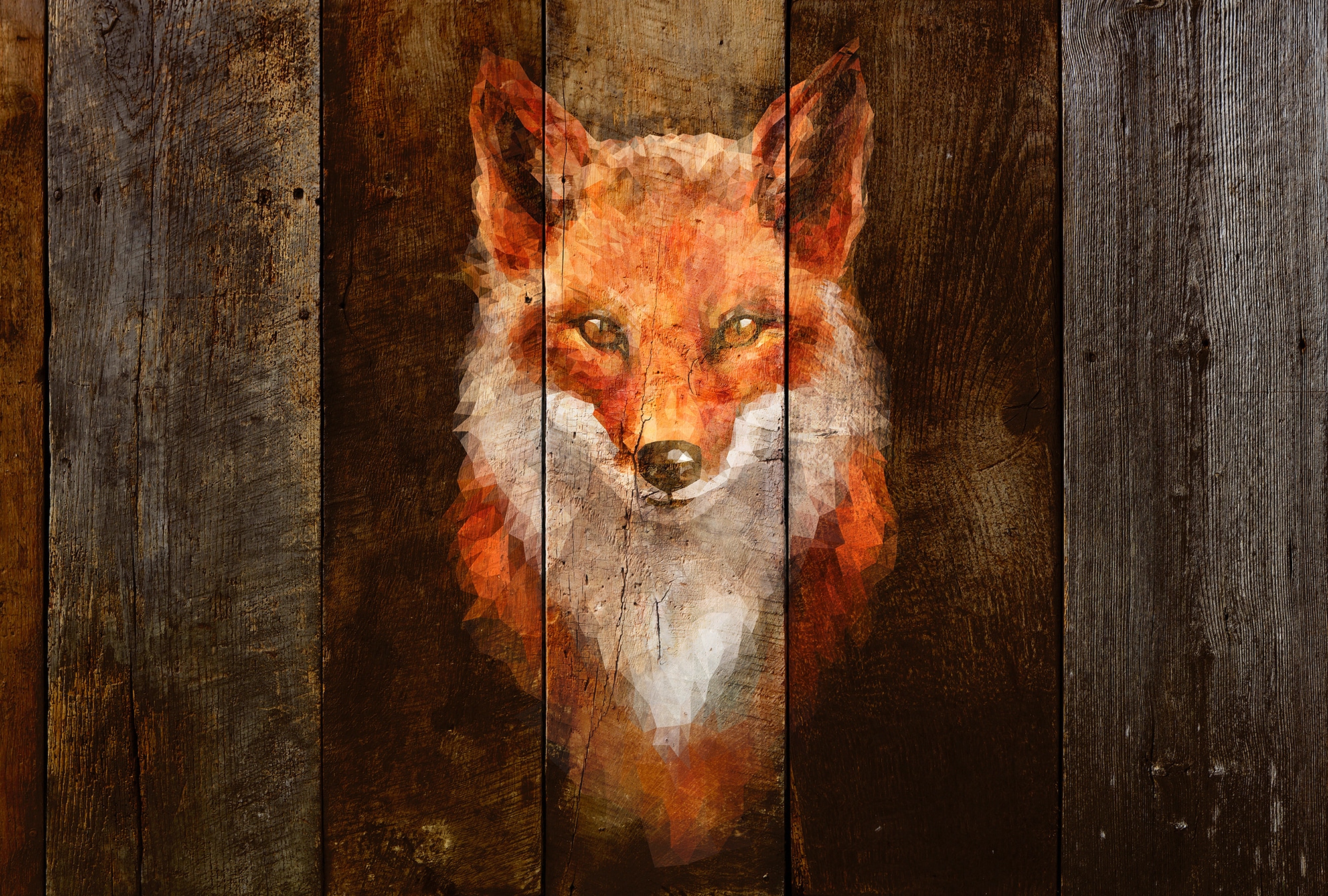 Architects Paper Fototapete »Atelier 47 Polygon Fox 2« Holz glatt Vlies, Wa günstig online kaufen
