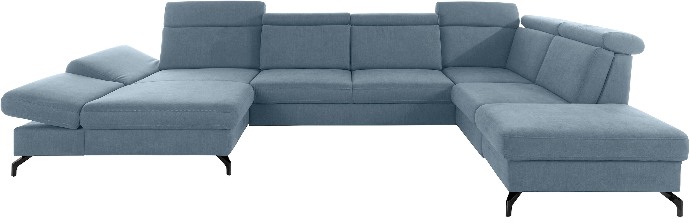 sit&more Wohnlandschaft »Brisbane U-Form«, Fußhöhe 12 cm, inklusive Sitztiefen-, Armteil- und Kopfteilverstellung