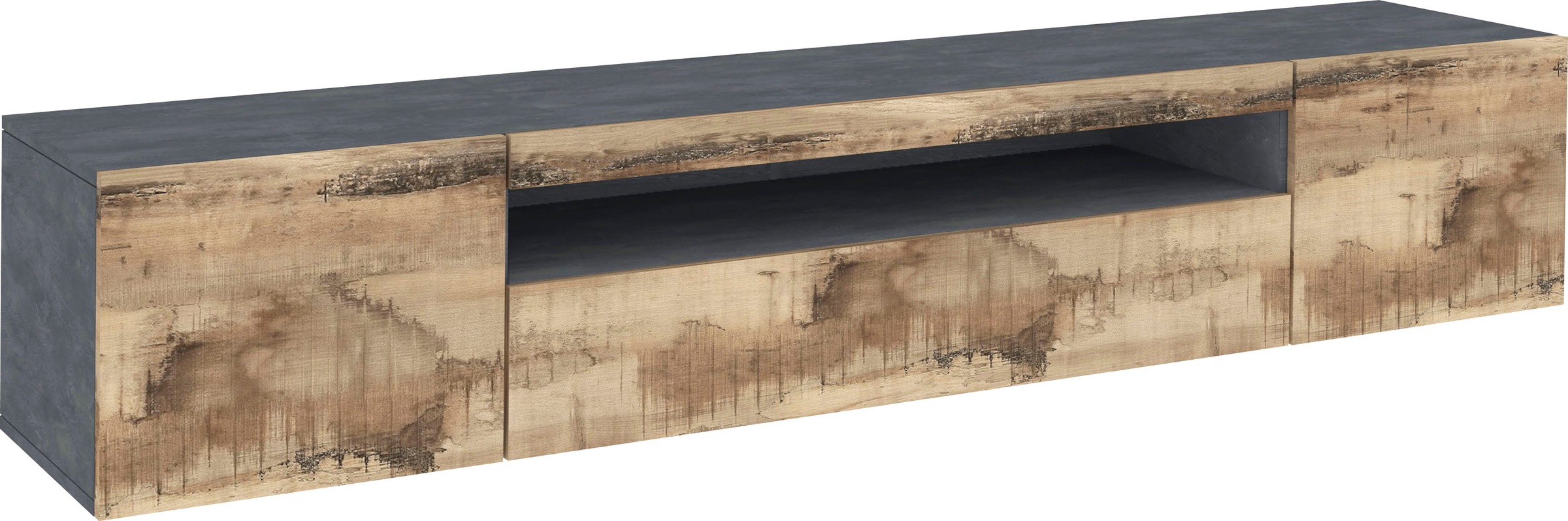 Lowboard, Breite 200 cm, Zement ahorn B/H/T: 200 cm x 36 cm x 40 cm