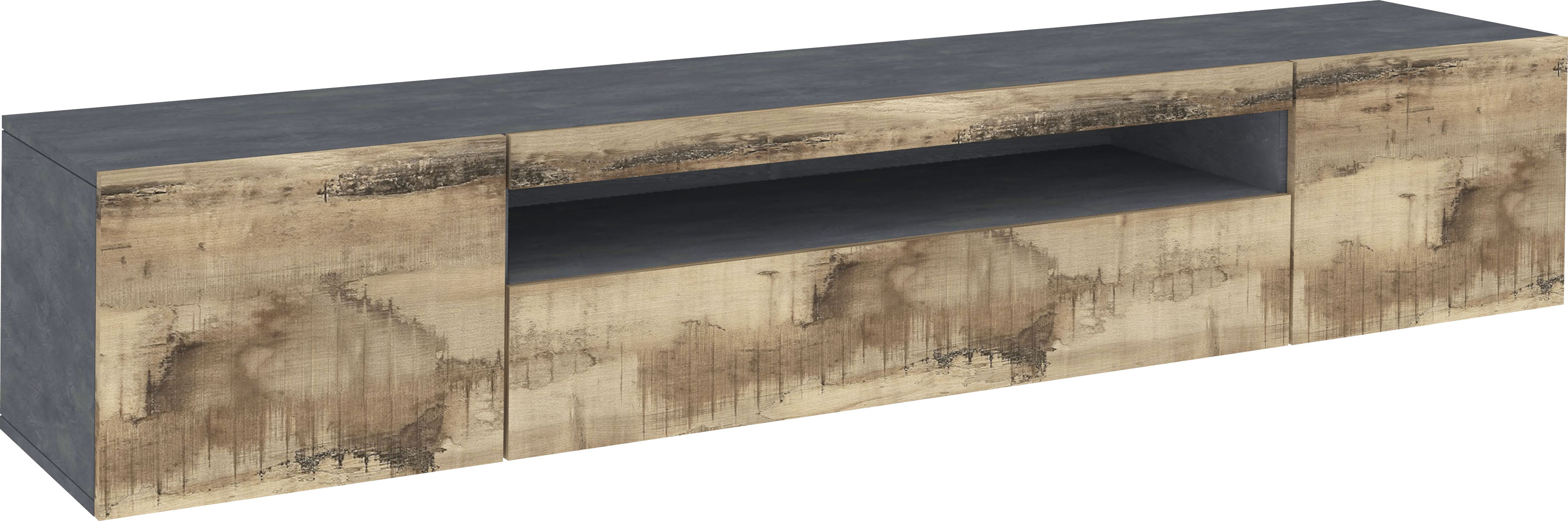 Lowboard, Breite 200 cm, Zement ahorn B/H/T: 200 cm x 36 cm x 40 cm
