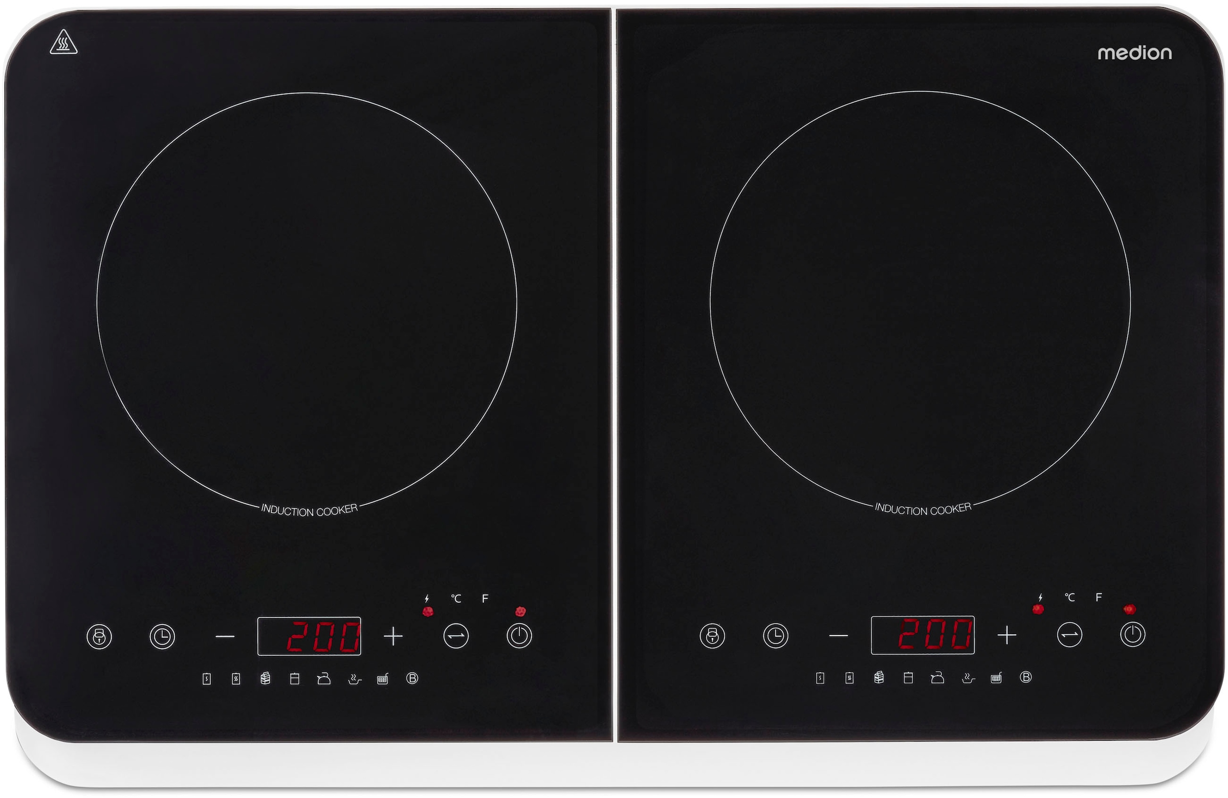Medion® Doppel-Induktionskochplatte »MD 18493, 3500 W Induktionsleistung, automatische Topferkennung, Timer«, Temperaturbereich 60 - 240°, Sensor-Touch-Display