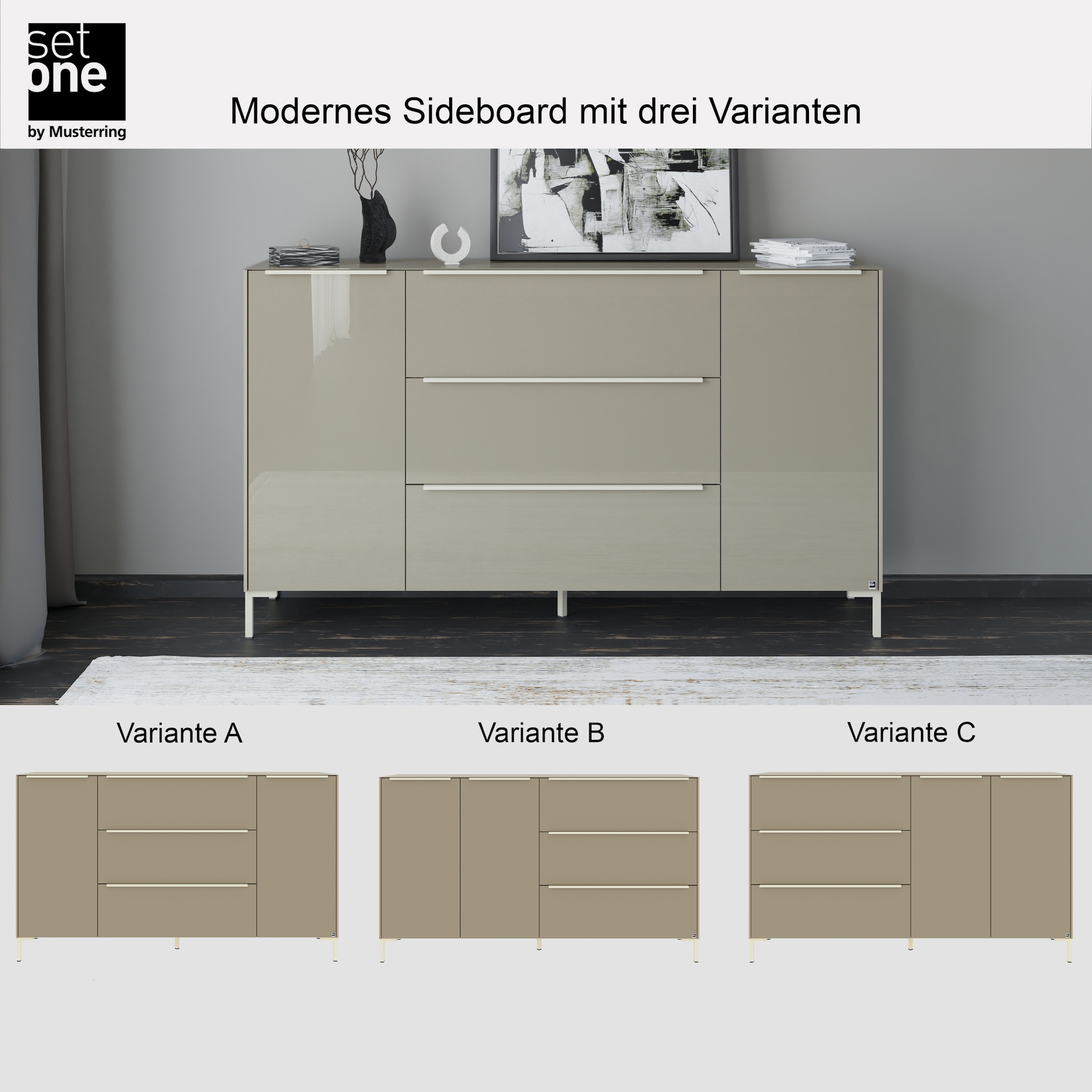 set one by Musterring Sideboard »Reno« 1 Stk. tlg. Mit Winkelfuß in diversen Farben, 108 cm Höhe & Farbauswahl