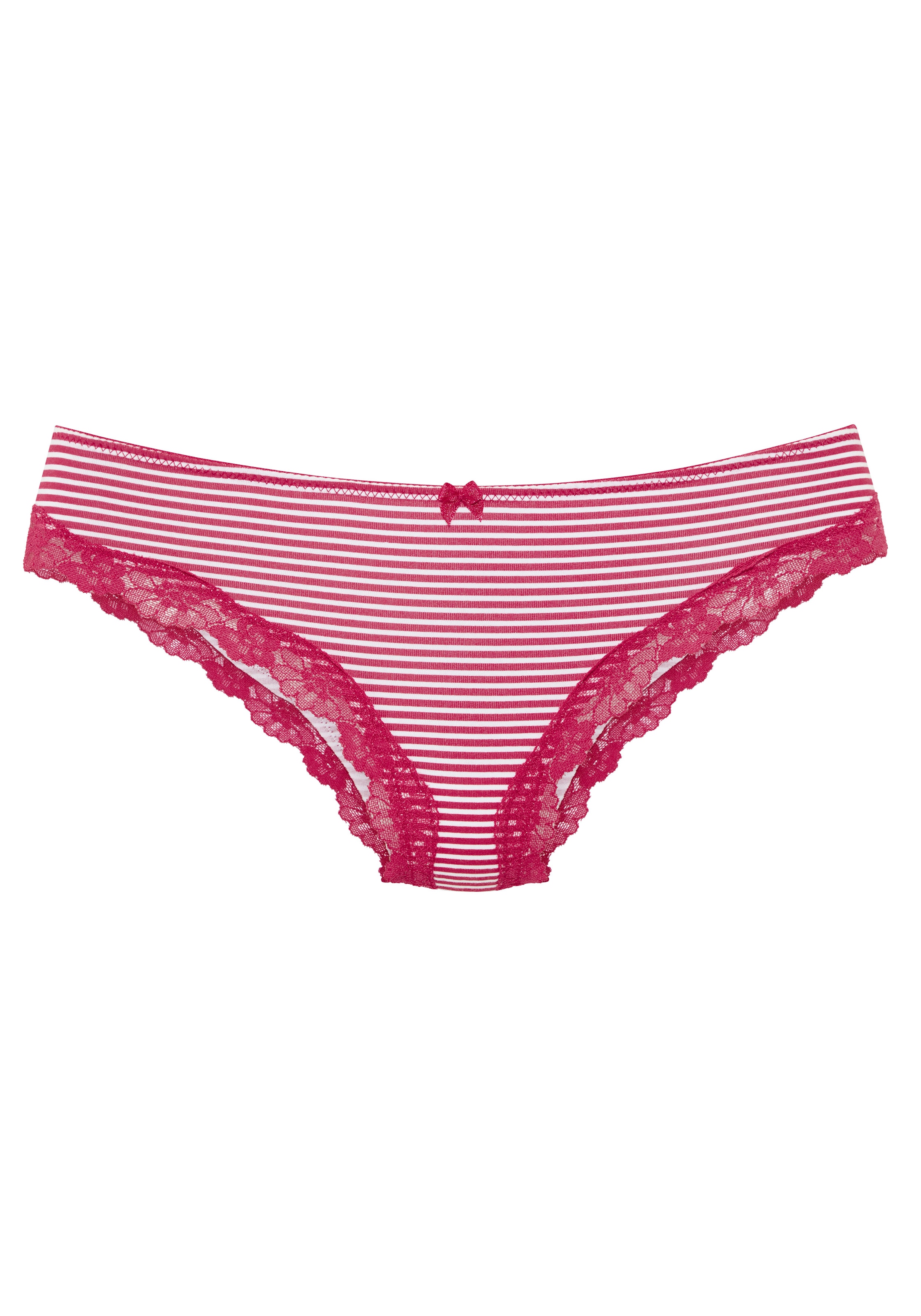 LASCANA Brasilslip 3er-Pack,  aus elastischer Baumwolle mit zarter Spitze